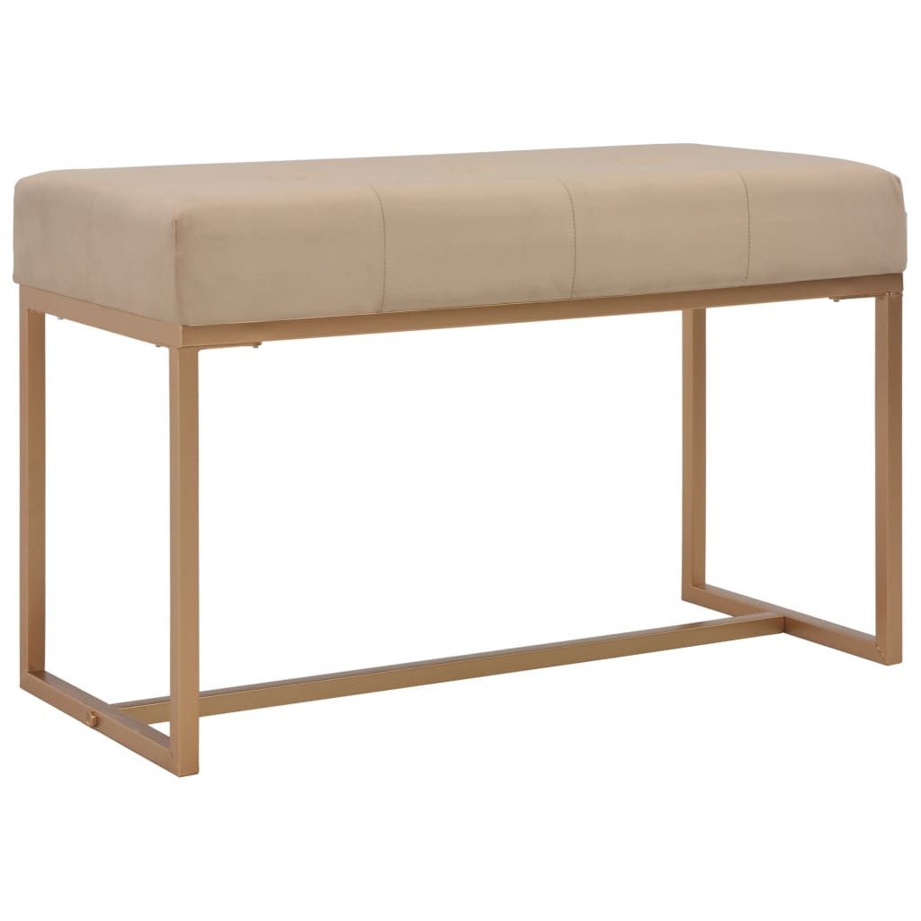furnicato Truhenbank Samt-Bank 80 x 36 x 45 cm in Beige und Golden
