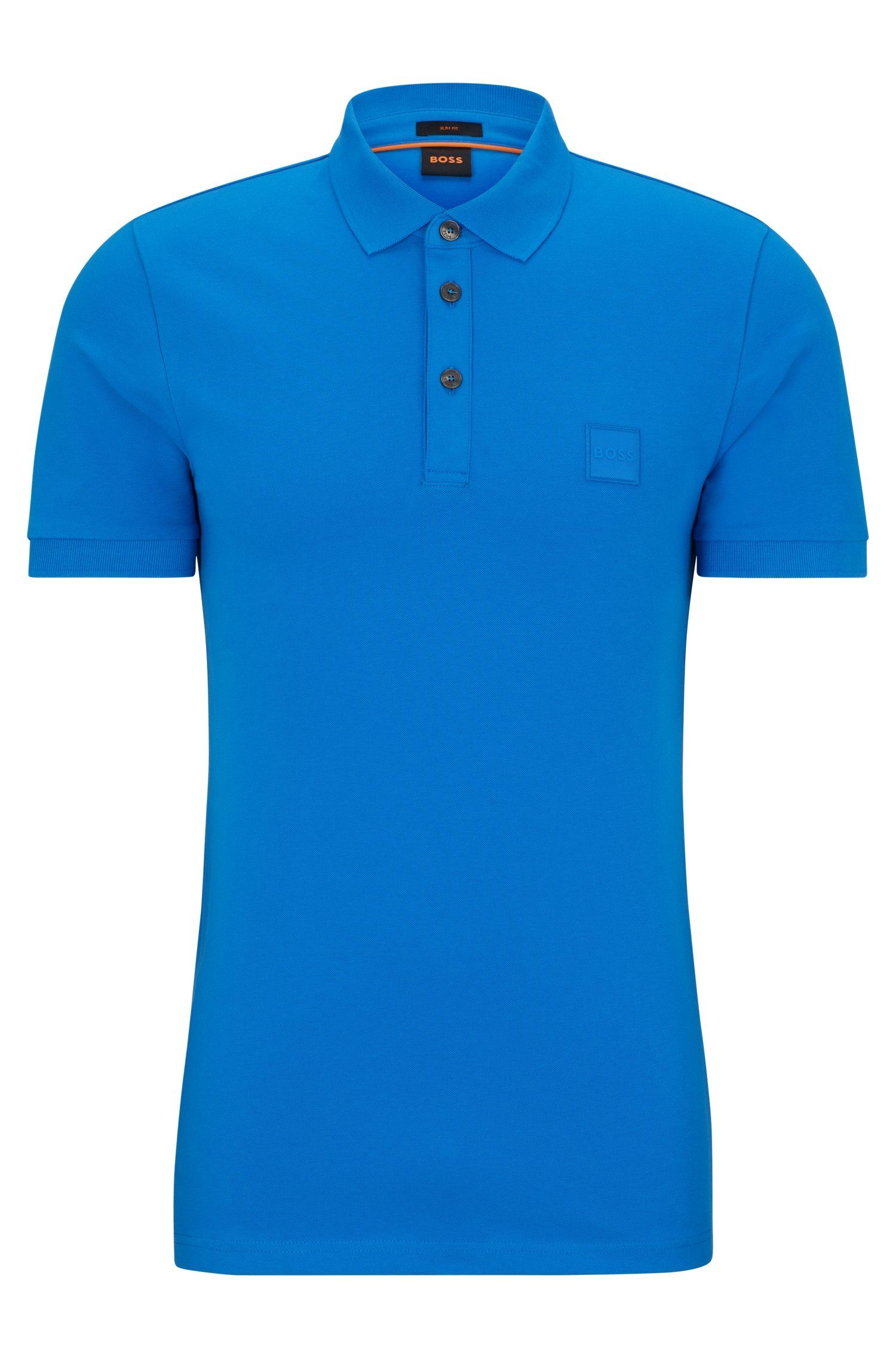 BOSS ORANGE Poloshirt Slim-Fit mit Poloshirt aus Logo-Aufnäher Stretch-Baumwolle