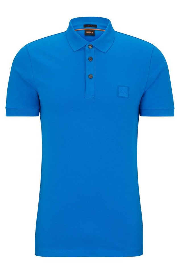 BOSS ORANGE Poloshirt Slim-Fit Poloshirt aus Stretch-Baumwolle mit  Logo-Aufnäher