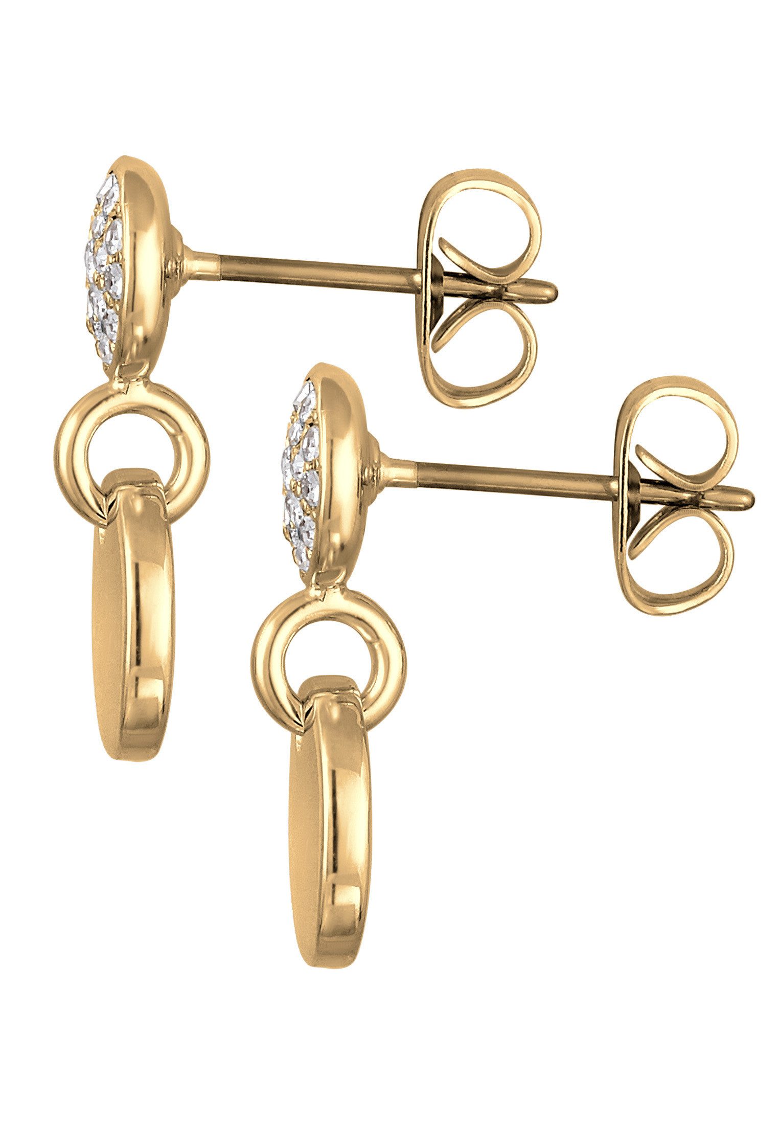 Elli Paar Ohrstecker Ohrhänger Damen Kristalle Rund Plättchen Schmuck Geschenk, Plättchen