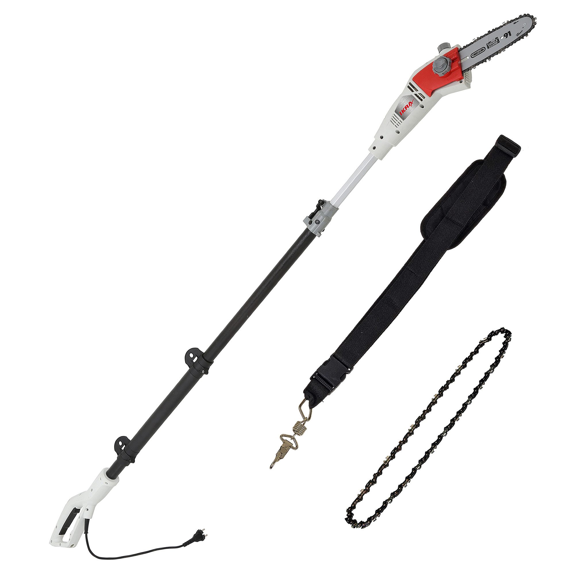 ikra GmbH Hochentaster IEAS 750, bis 4 m Arbeitshöhe, (mit Ersatzkette), 18,5 cm Schnittlänge, 750 W, inkl. Ersatzkette & Schultergurt