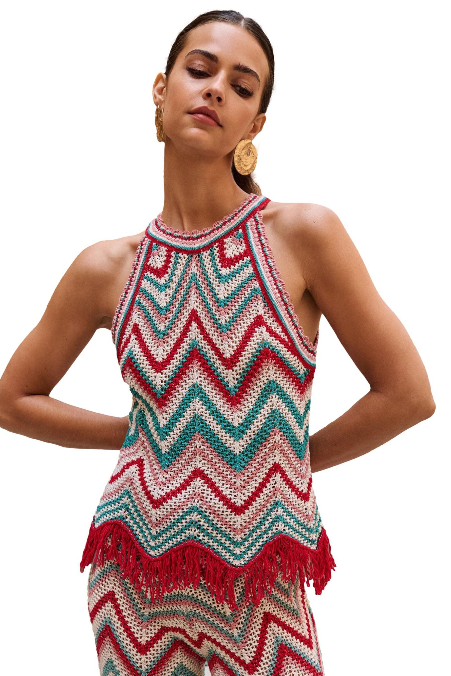 LIPSY Trägertop Lipsy Zig Zag Neckholder-Oberteil mit Fransen (1-tlg)