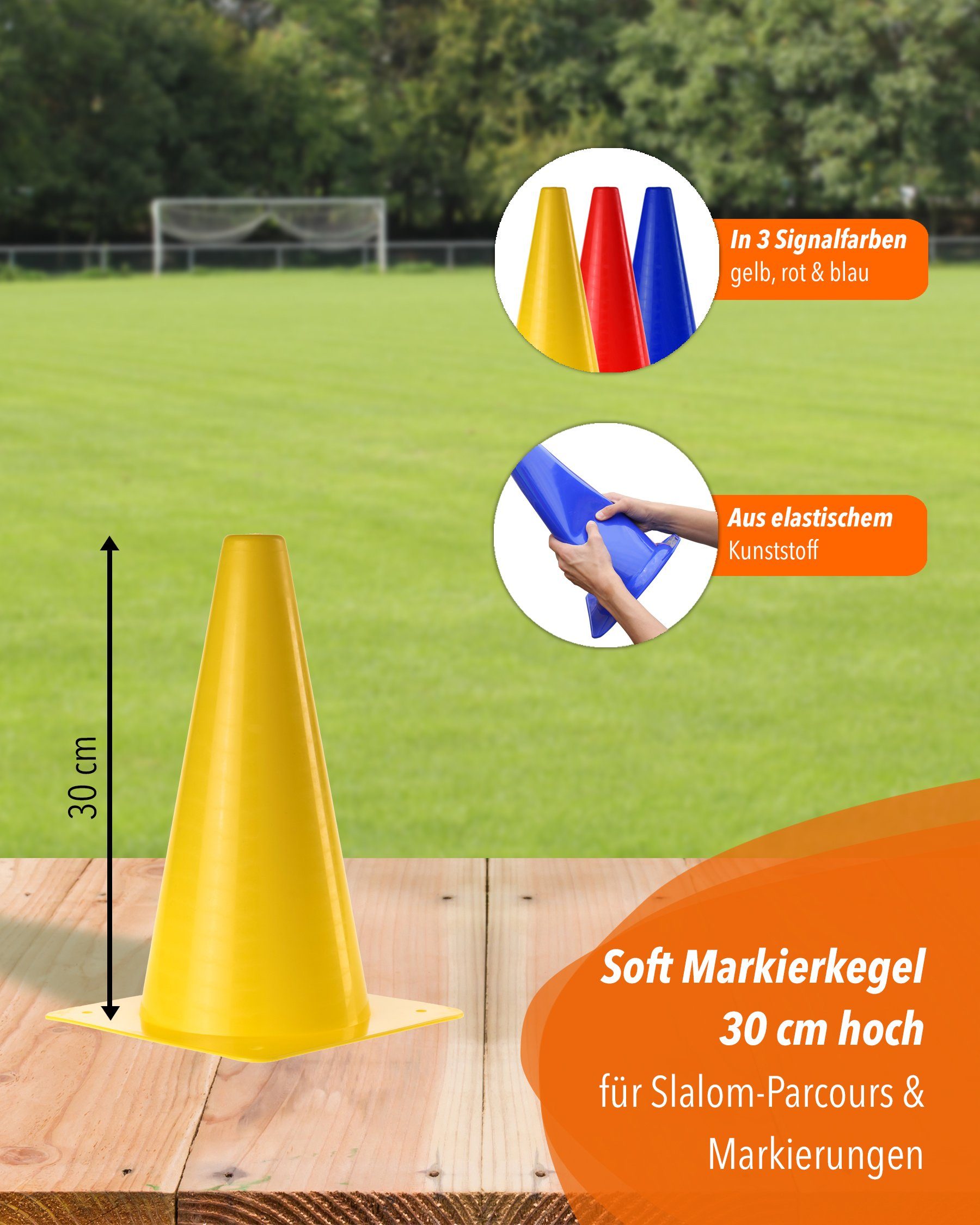 Superhund Markierungshütchen Soft Kegel 30 cm in Farbe Gelb
