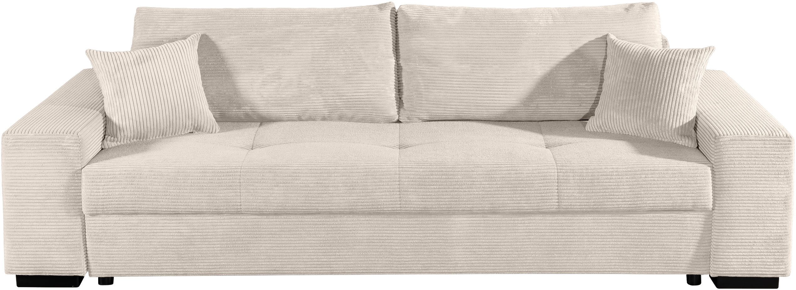 COLLECTION AB Schlafsofa Kreta, B: 248 cm, Liegefl. 137x195 cm, Schlaffunktion, Bettkasten & 2 Zierkissen, optional mit Topper
