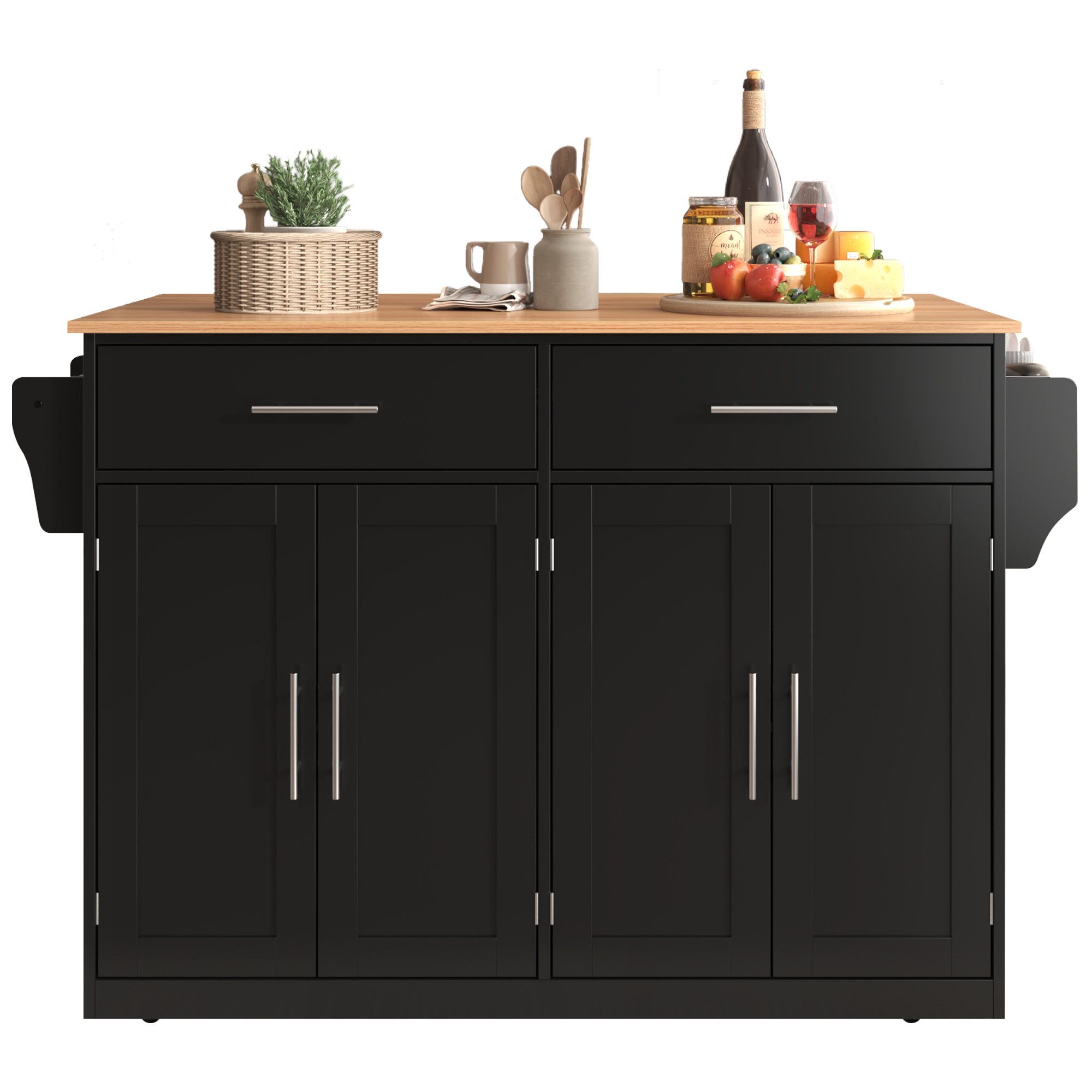 Ulife Servierwagen mit klappbarer Tischplatte, 120x46(71)x91,5 günstig online kaufen