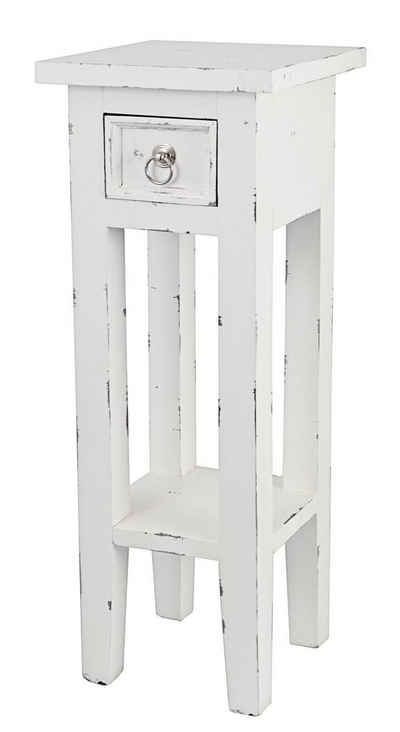 Spetebo Beistelltisch Mahagoni Telefontisch 67cm - weiß (Stück, 1-St., Beistelltisch), Vintage Holz Telefontisch