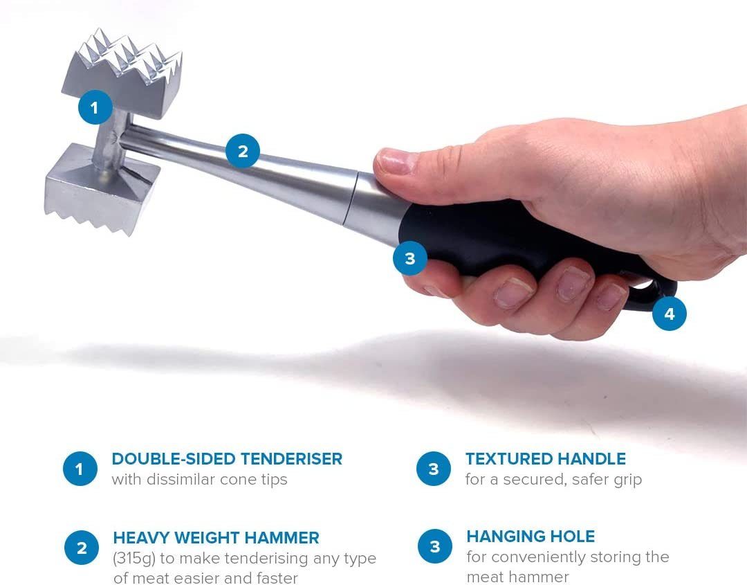 JOEJI’S KITCHEN Fleischklopfer Edelstahl Spülmaschinenfest, starker haltbarer Fleisch