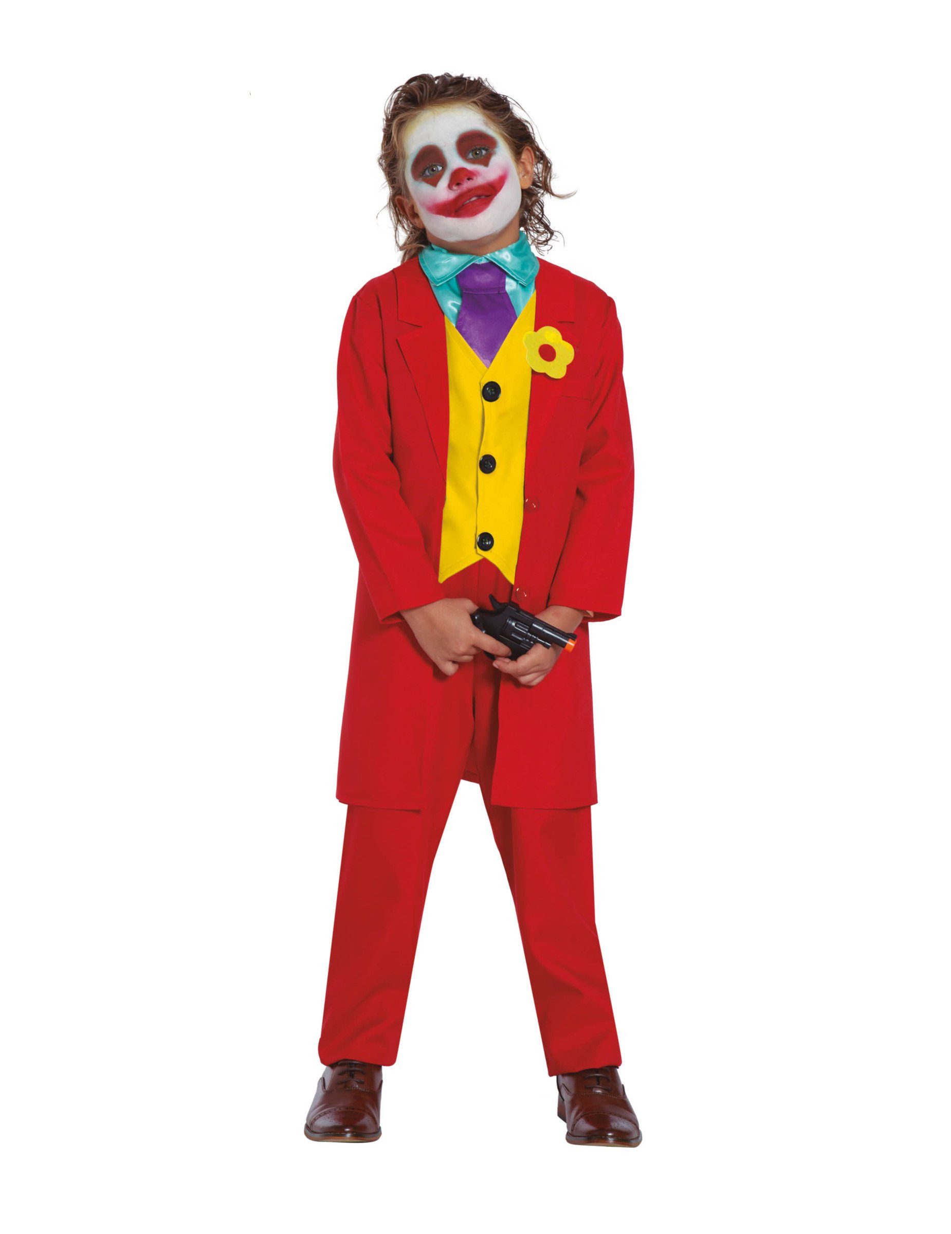 Kostüm Clown-Anzug für Jungen Arthur-Filmkostüm Halloween-Kostüm rot-gelb