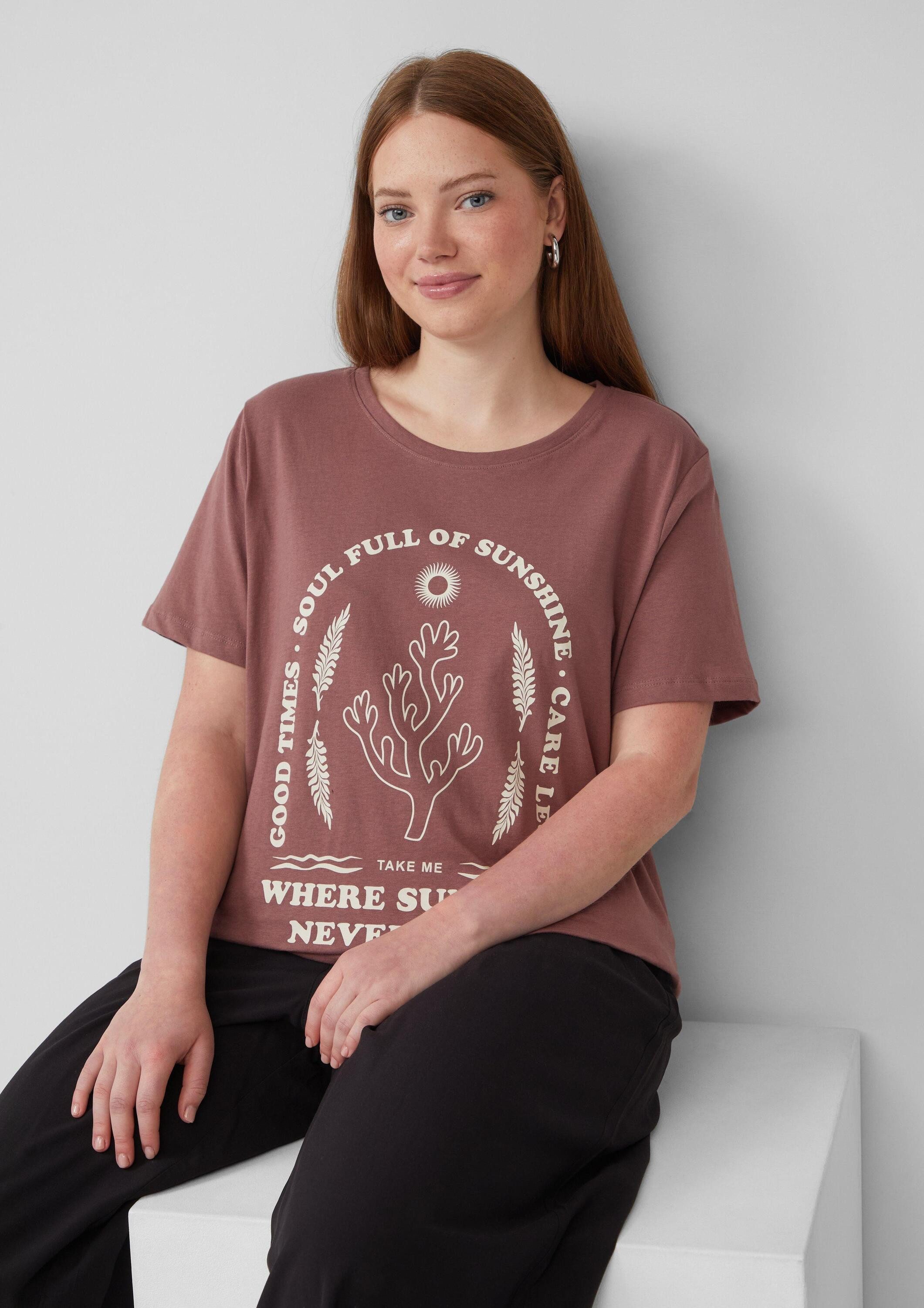 QS Kurzarmshirt T-Shirt Baumwoll T-Shirt mit günstig online kaufen