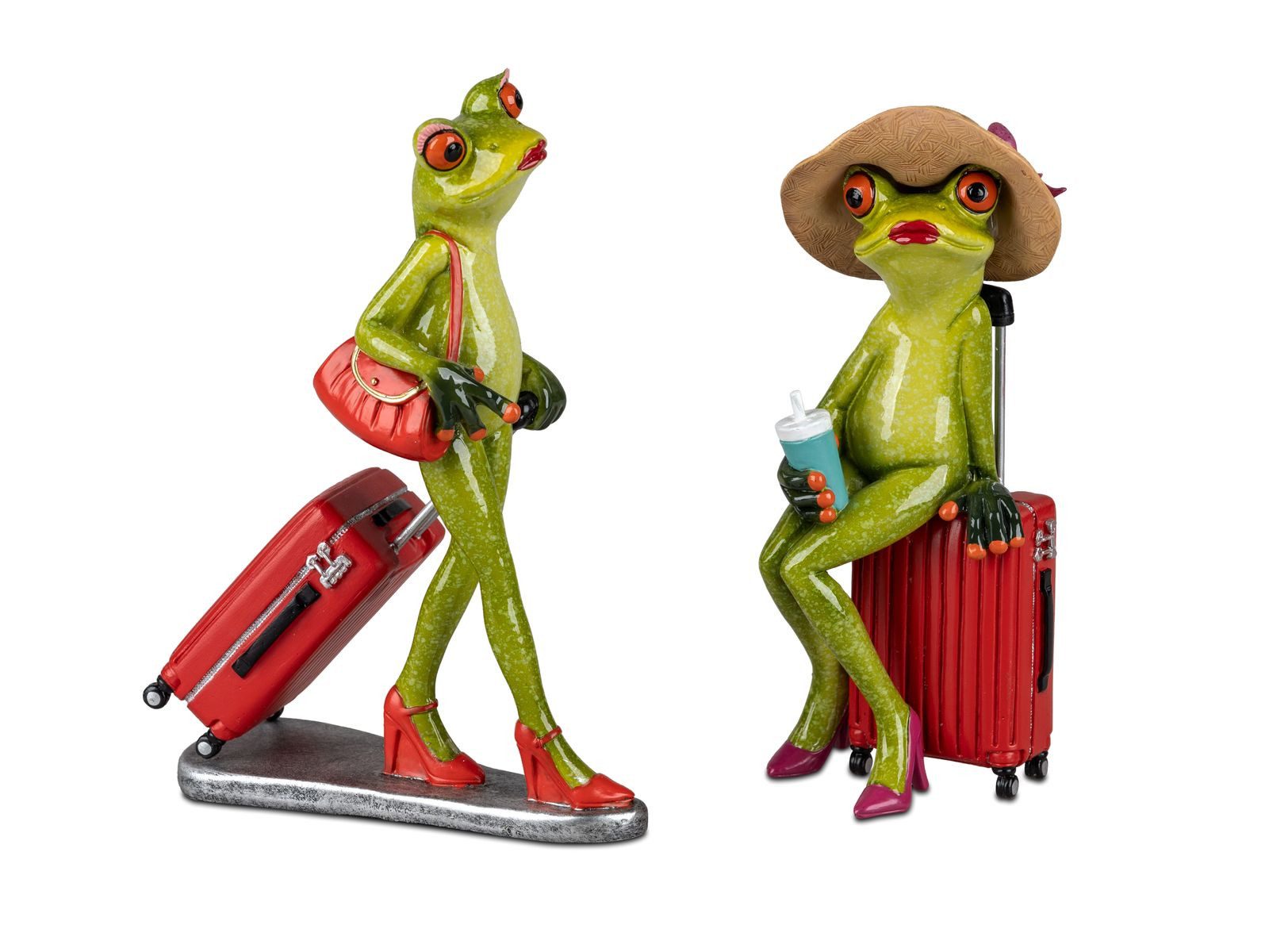 Sammelfigur Formano 2er Set Froschlady auf Reisen - lustige Frösche 19 cm - Figur