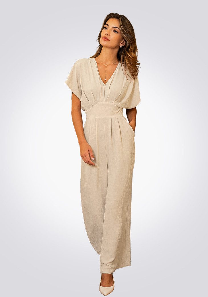 Cupshe Jumpsuit Jumpsuit V-Ausschnitt Smocked Taille Weites Bein