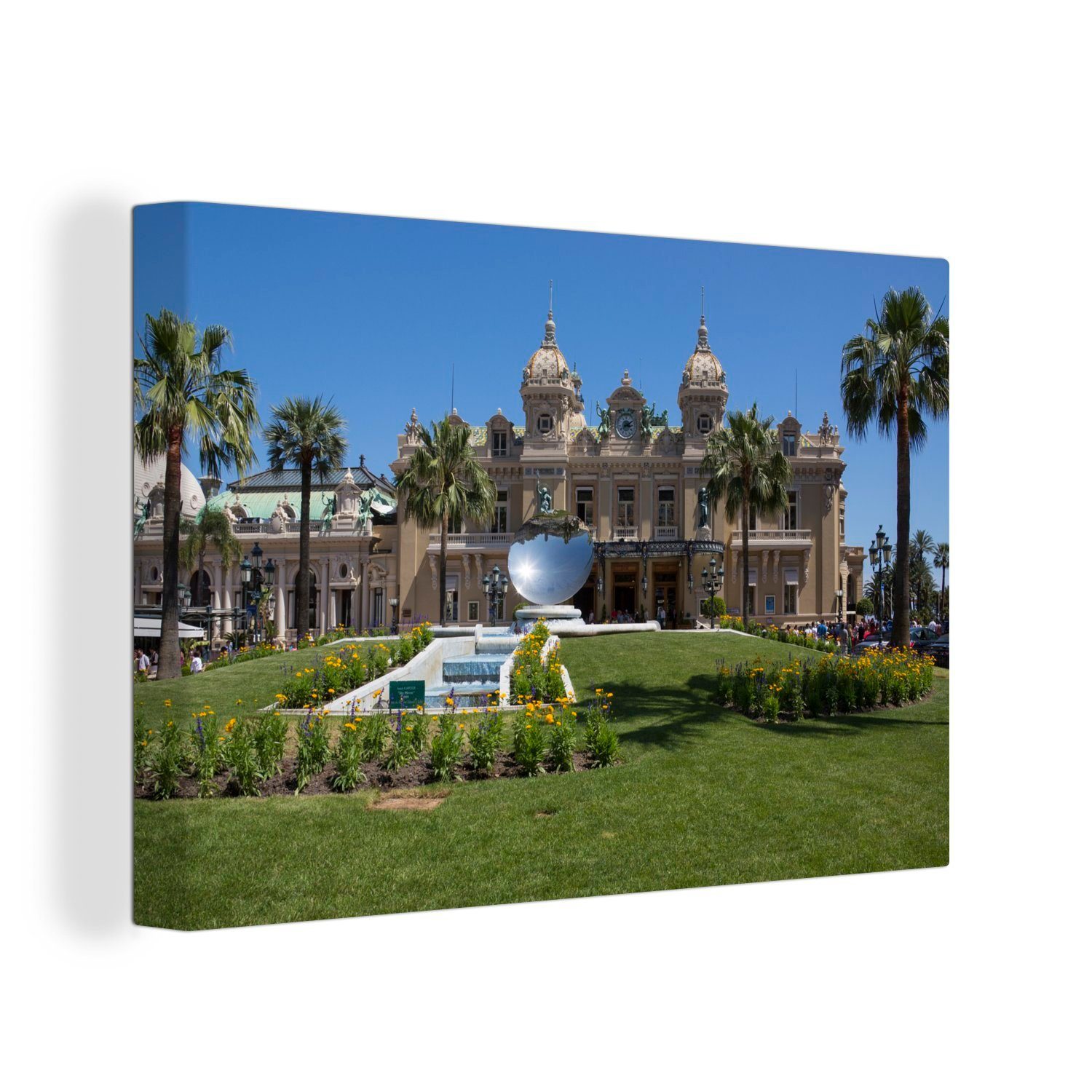 OneMillionCanvasses® Leinwandbild Das berühmte Casino de Monte Carlo an einem Nachmittag in Frankreich, (1 St), Wandbild Leinwandbilder, Aufhängefertig, Wanddeko, 30x20 cm