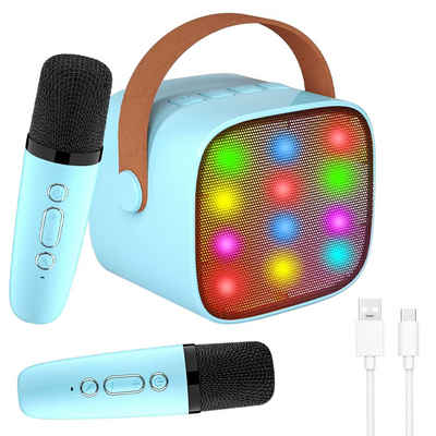 AKKEE Mikrofon Karaoke Maschine mit 2 Drahtlosen Mikrofonen (mit Stimme wechselnde Effekte & LED-Lichter Jungen Mädchen Geschenke), Tragbares Bluetooth Karaoke Maschine für Kinder Erwachsene