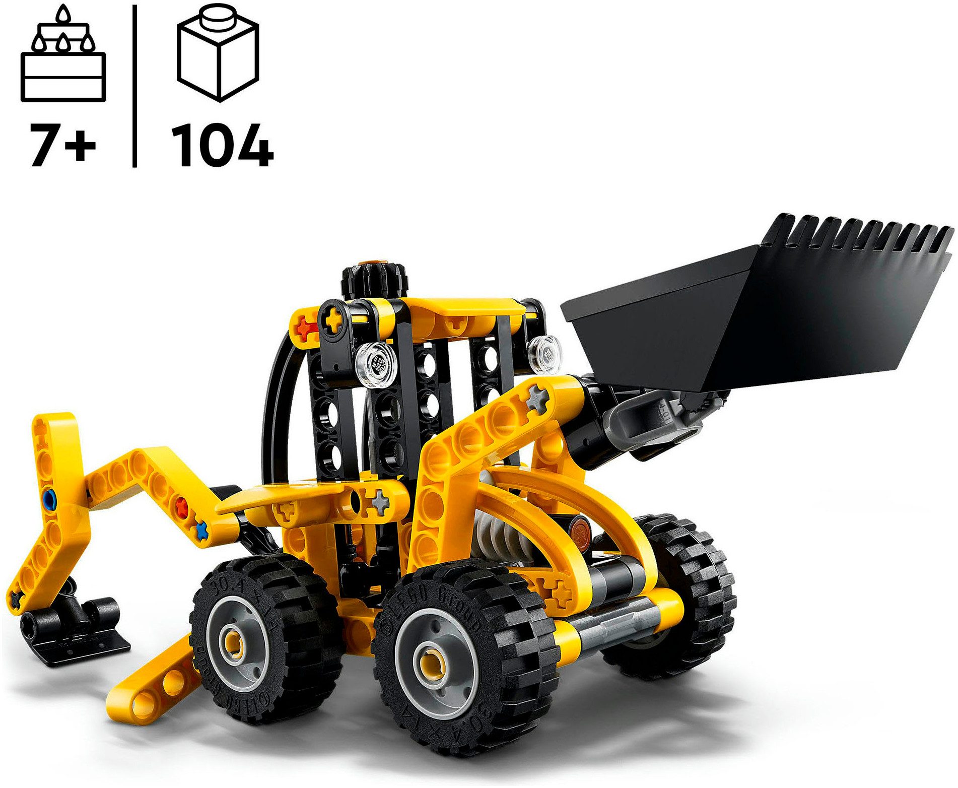 LEGO® Baggerlader (42197), LEGO Technic Konstruktionsspielsteine, (104 St), Made in Europe