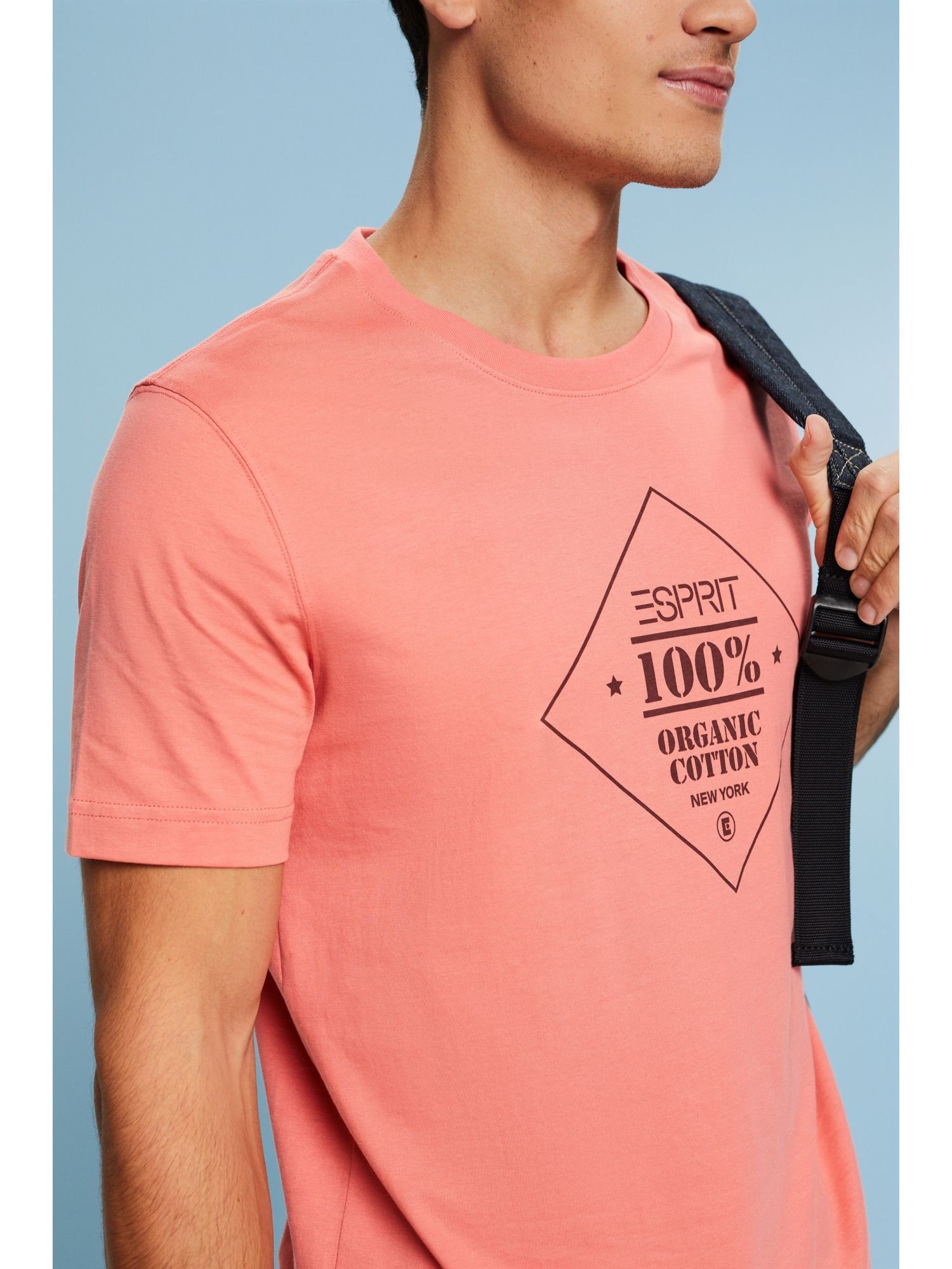 Baumwoll-T-Shirt PINK Logoprint Esprit (1-tlg) mit T-Shirt
