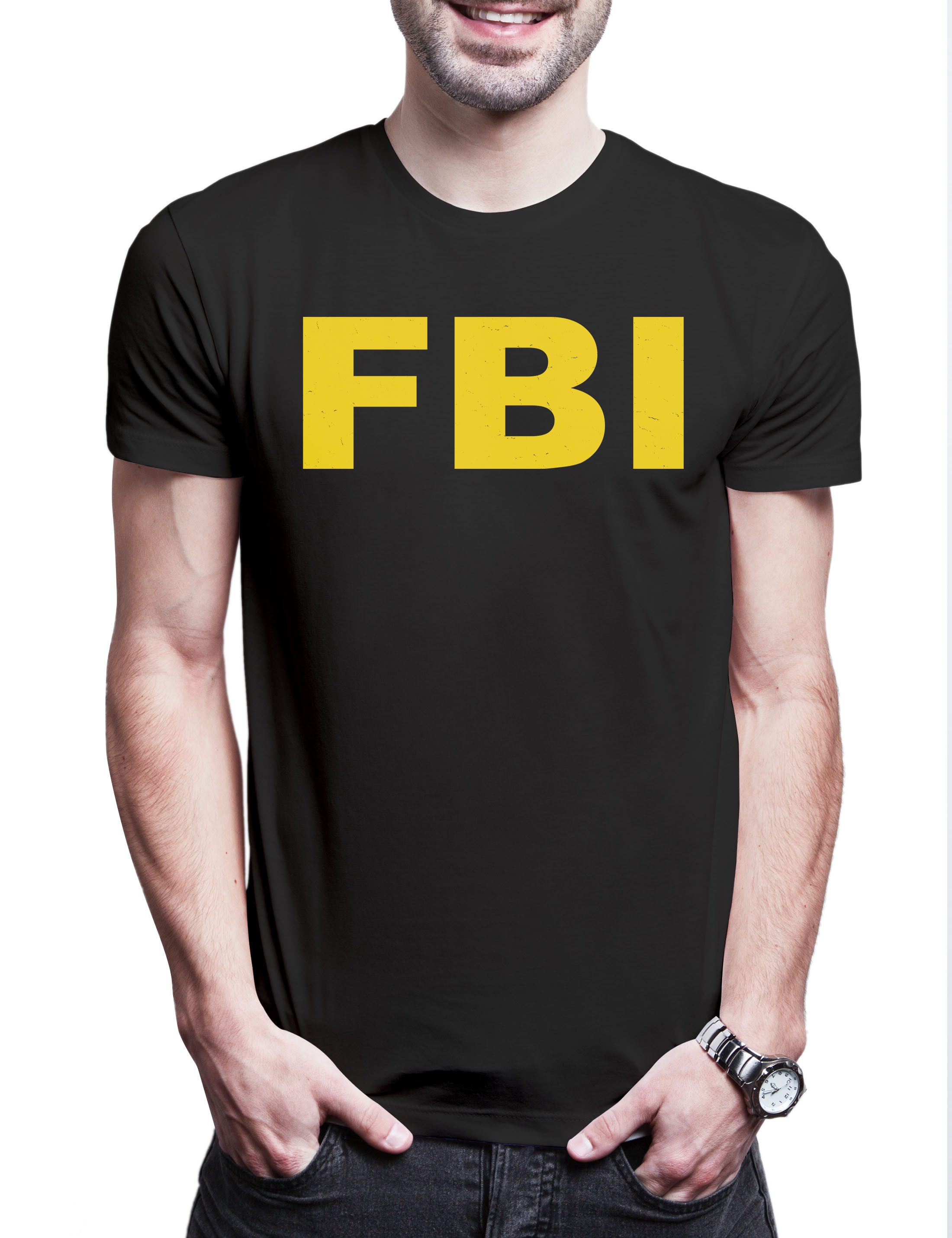 Print-Shirt FBI Kostüm Herren T-Shirt Fasching Logo Karneval Verkleidung Fastnacht