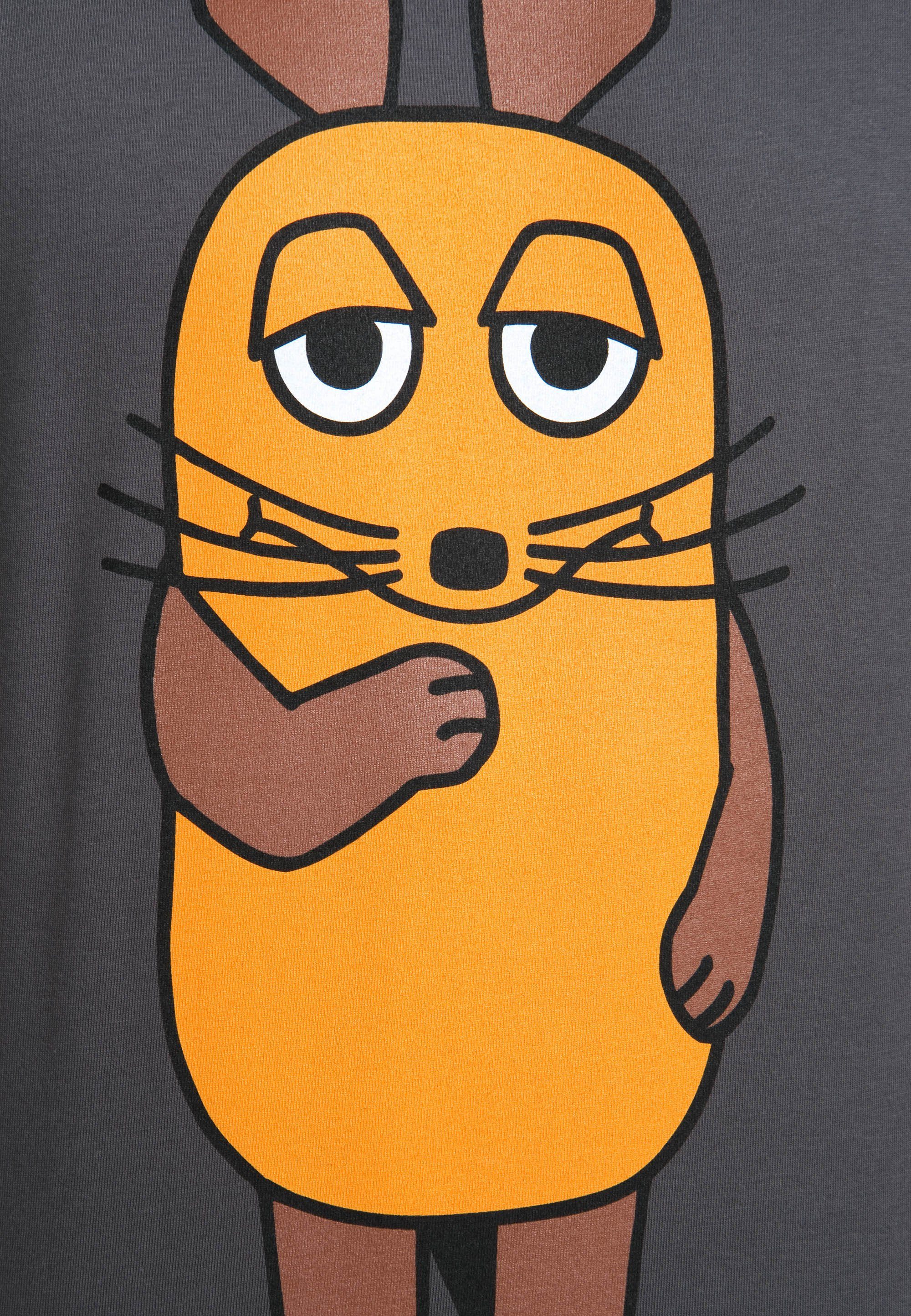 LOGOSHIRT T-Shirt Maus-Print grau Die mit - Sendung Sendung Maus Die mit der mit der Maus