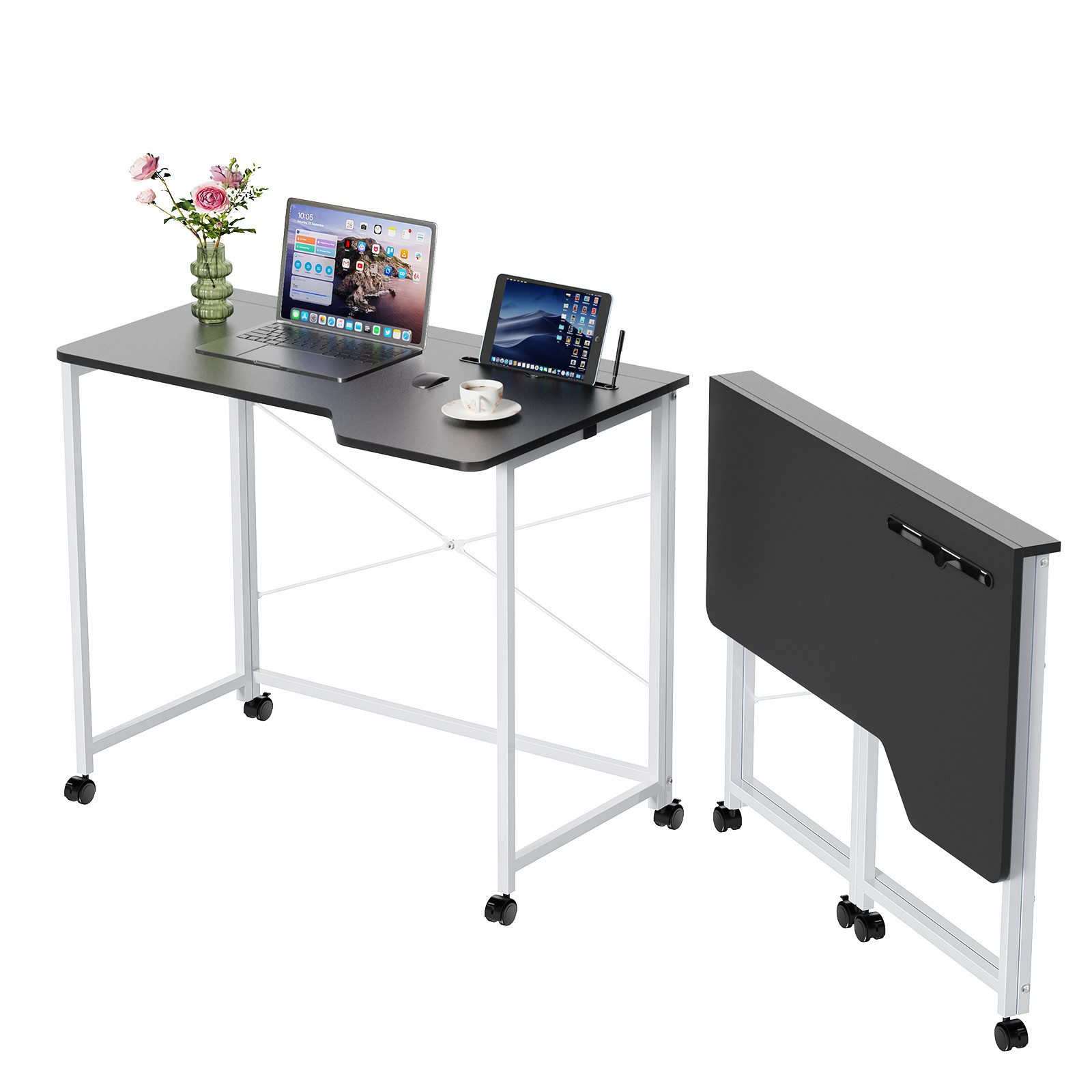 JEOBEST Klapptisch Schreibtisch, Computertisch mit Rollen, (1-St., 90x56cm) günstig online kaufen