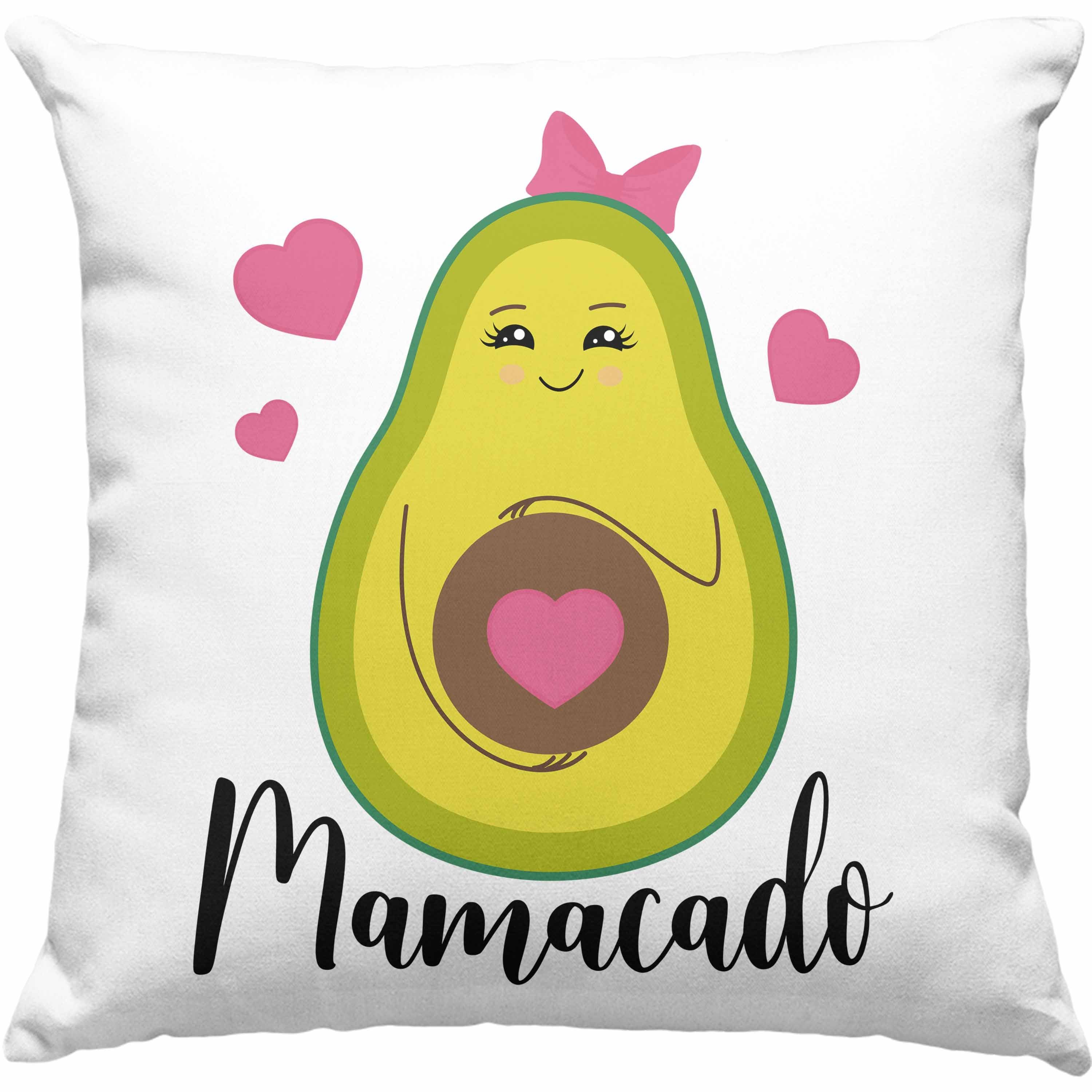 Trendation Dekokissen Trendation - Avokado Kissen Geschenk Mamacado Geschenkidee Schwangerschaft Verkünden Dekokissen mit Füllung 40x40 Grün