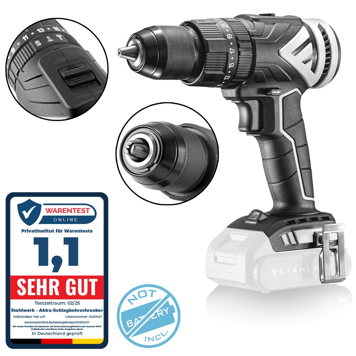 STAHLWERK Akku-Schlagschrauber Brushless Akku Bohrschrauber ASB-20 ST 20 V, 60 Nm, (Packung, 1-tlg., Basisversion), ohne Akku und Ladegerät
