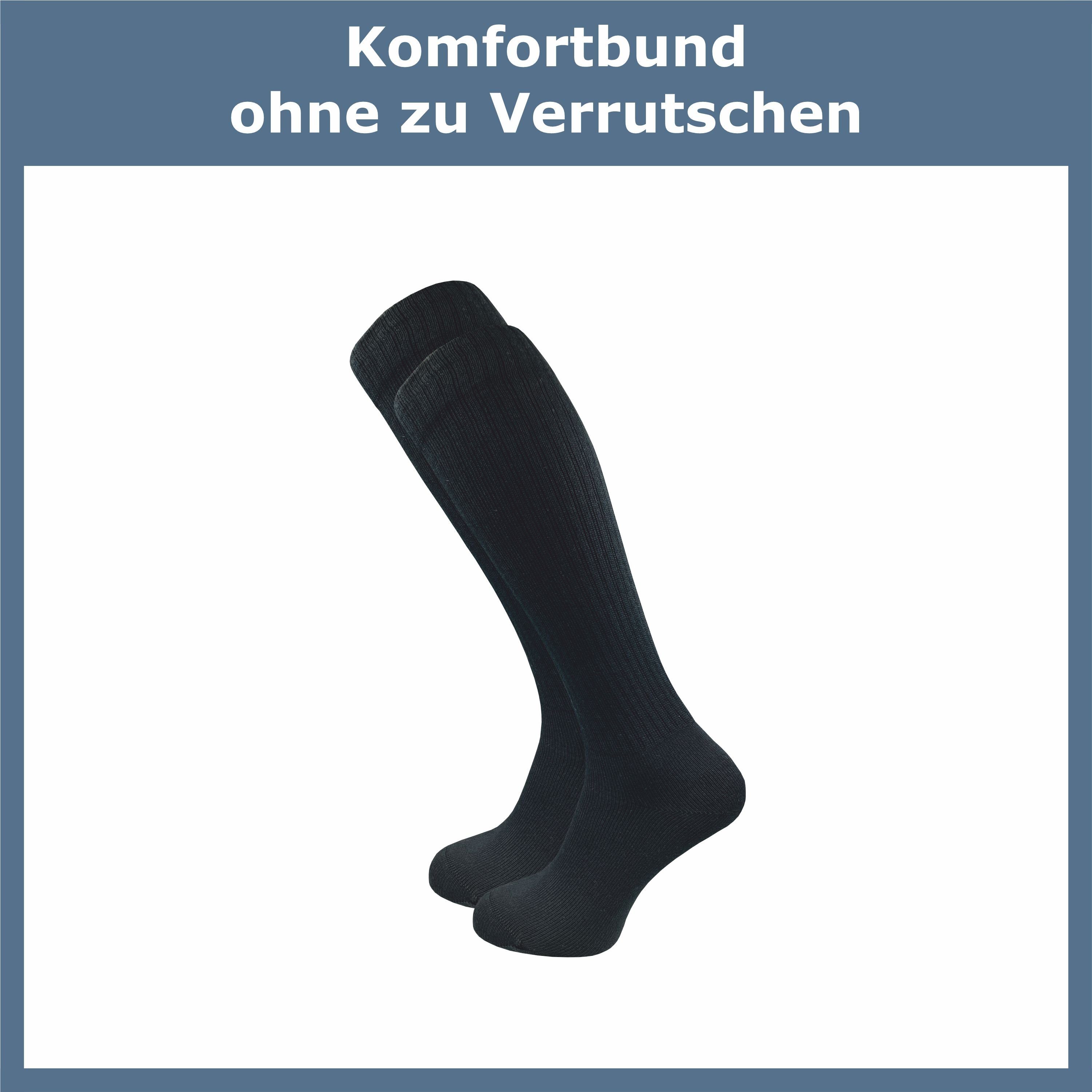 GAWILO Kniestrümpfe Retro für Damen mit stylischen Streifen, weiß & schwarz, aus Baumwolle (2 Paar) Knielange Socken im sportlichen Look - auch zum Wandern geeignet