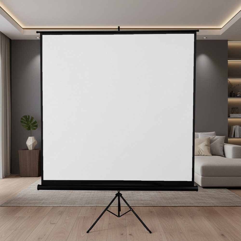Mucola Leinwand Beamer Heimkino Beamerleinwand Stativ Rolloleinwand HDTV Stativleinwand (3-Schicht Gewebetuch)