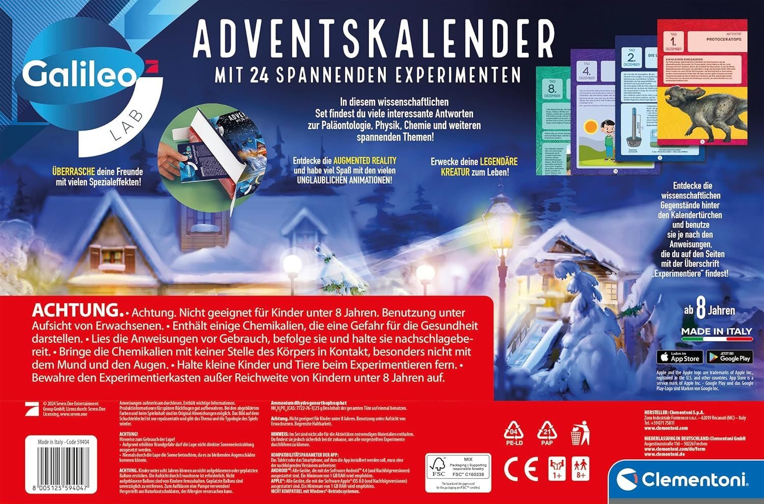 Clementoni® Spielzeug-Adventskalender Adventskalender (Wissenschaft Adventskalender, 1-tlg)