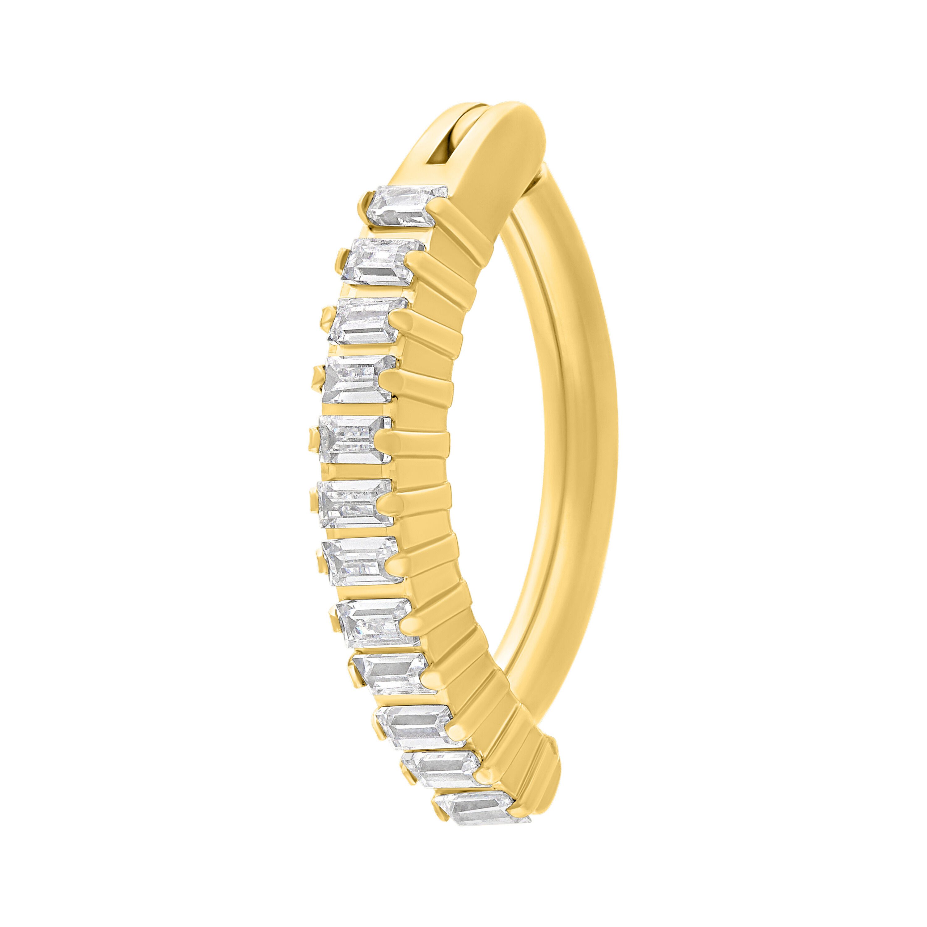 Wildcat Nasenpiercing Square Crystal Belly Arch Clicker für Bauchnabel, 1 Stück, Titan Grad 23 - wasserfest, hautverträglich, Gold-Kristallklar