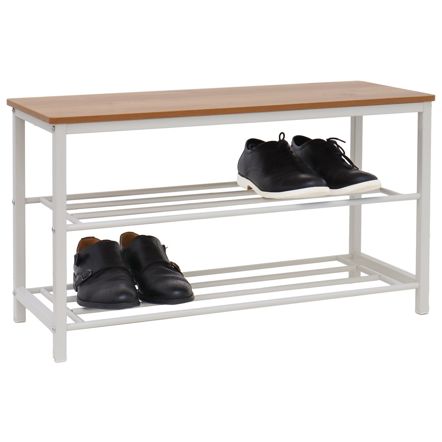 DuneDesign Schuhregal Schuhbank mit Sitzfläche Holz 80x30x45 Metallregal, P günstig online kaufen