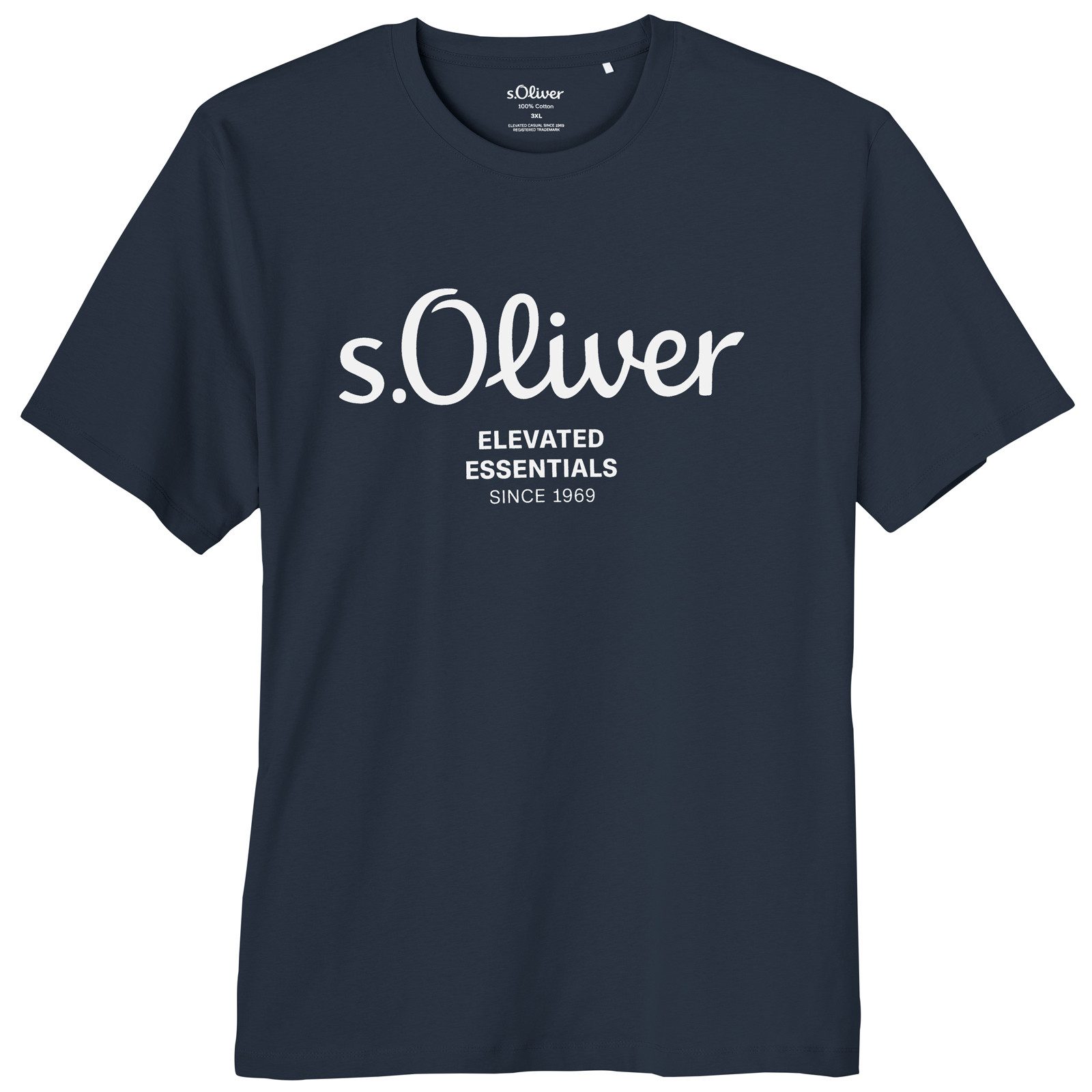 s.Oliver Rundhalsshirt s.Oliver Übergrößen T-Shirt navy Logo-Frontprint
