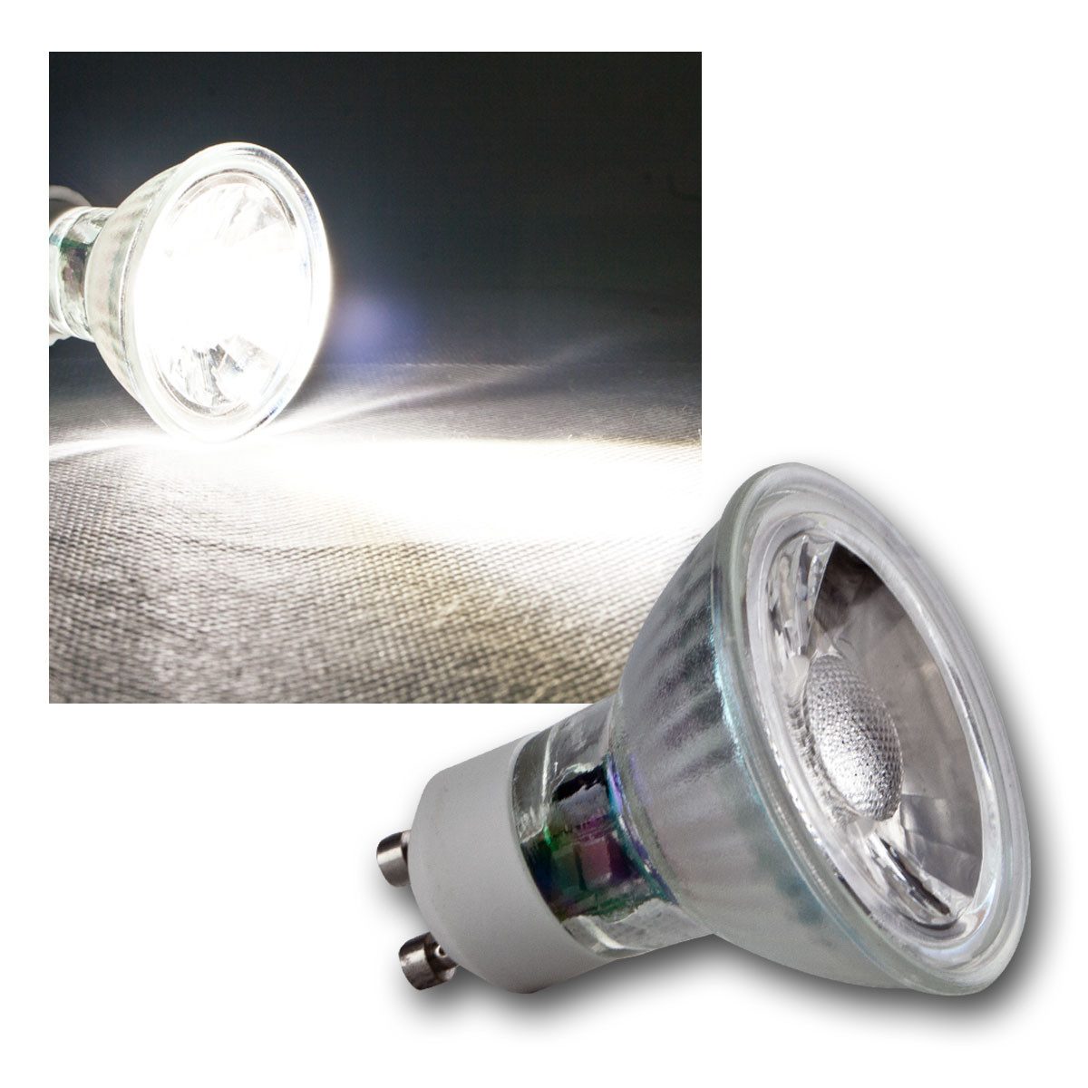 ChiliTec LED-Leuchtmittel 5x GU10 LED Strahler "H50 COB" Glas daylight 420lm, daylight/tageslichtweiß