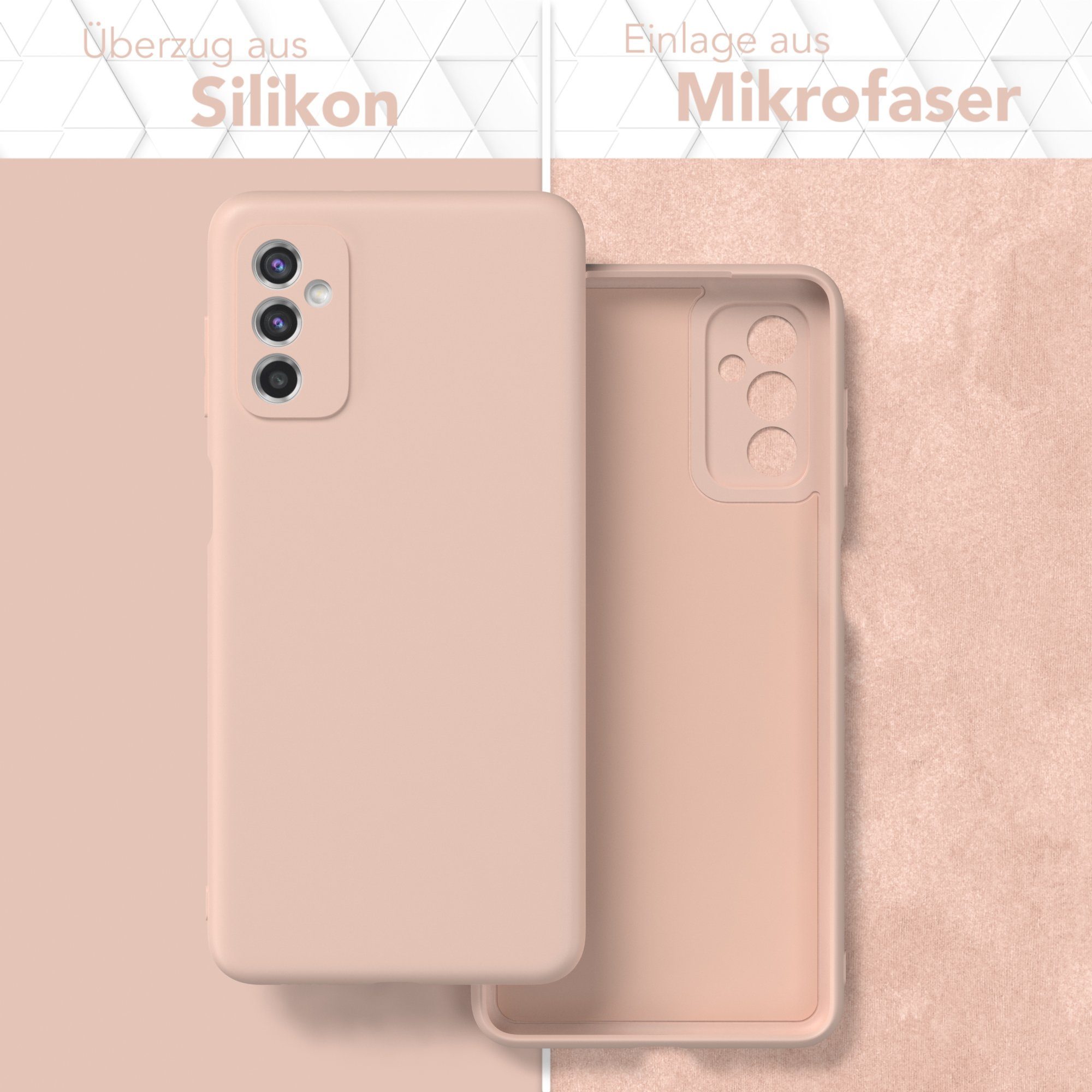 EAZY CASE Handyhülle für Samsung Galaxy M52 5G Hülle Silikon 6,7 Zoll, Silikon Schutzhülle mit Kameraschutz kratzfest bumper Rosa Altrosa
