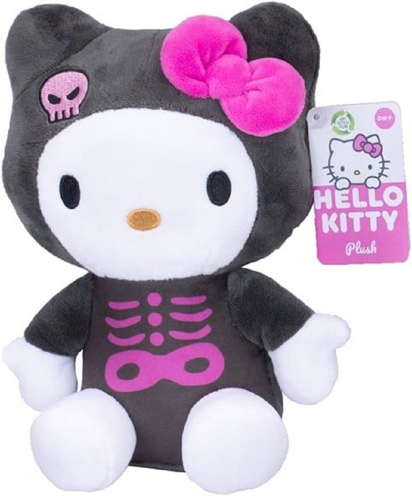 SANRIO Kuscheltier Hello Kitty Chococat Plüschtier schwarz Skelett-Outfit ca. 23 cm (Set, 1-St., Geschenk-Set), Cooles Plüschtier im Skeleton-Look – flauschig & stylisch Geschenke