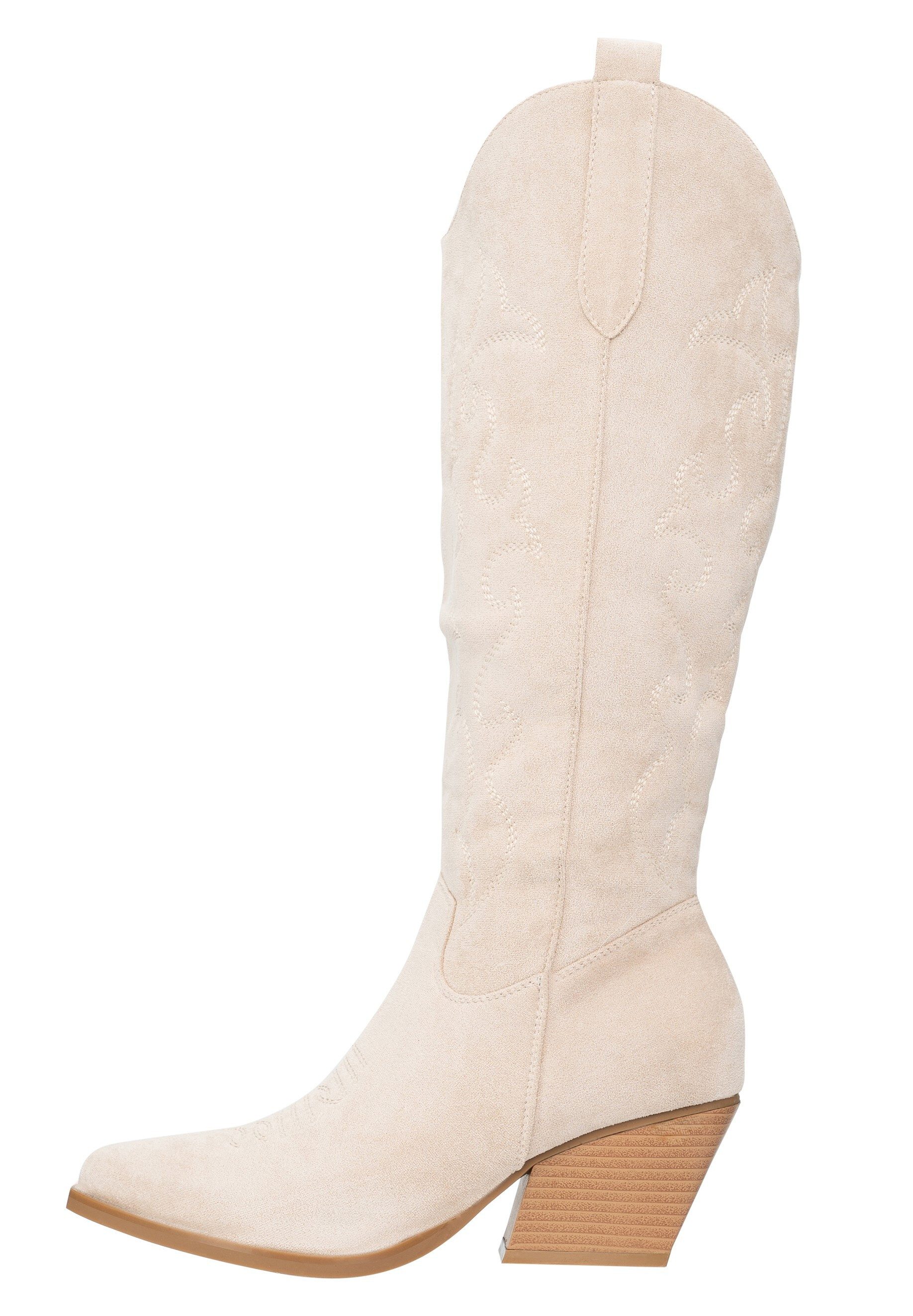 Salinyang Damen Cowboy Boots in Wildlederoptik mit Western Stickerei Cowboystiefel