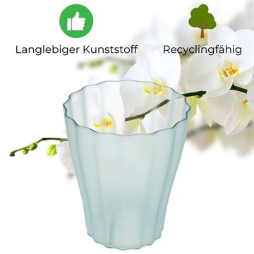 GarPet Blumentopf Orchideentopf Blumen Orchideen Übertopf transparent Ø 13cm rauchfarbig