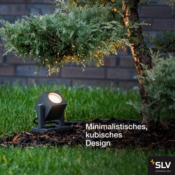 SLV Gartenleuchte Outdoor Strahler Cubix, 1-flammig, eckig, anthrazit, GU10, keine Angabe, Leuchtmittel enthalten: Nein, warmweiss, Außenstrahler