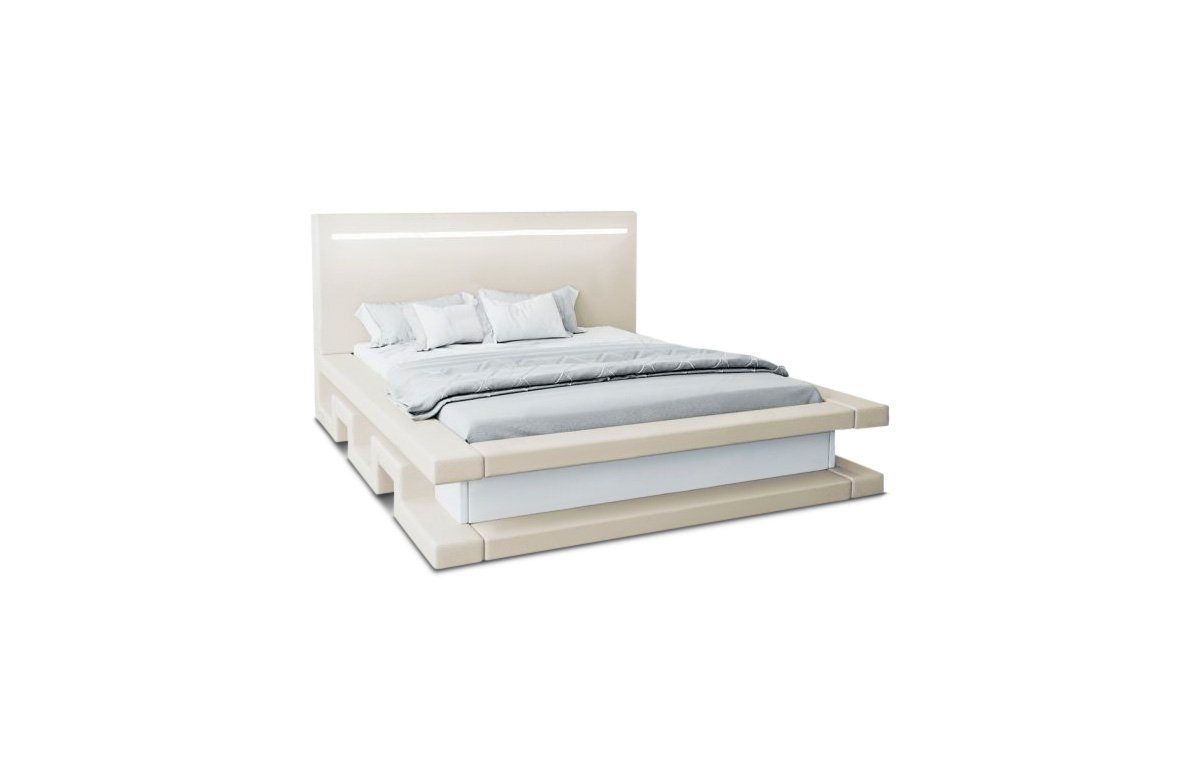 Sofa Dreams Boxspringbett Faenza (6 Teile), LED-Beleuchtung, Topper, Matratze, Kunstleder, Bett, modernes Design