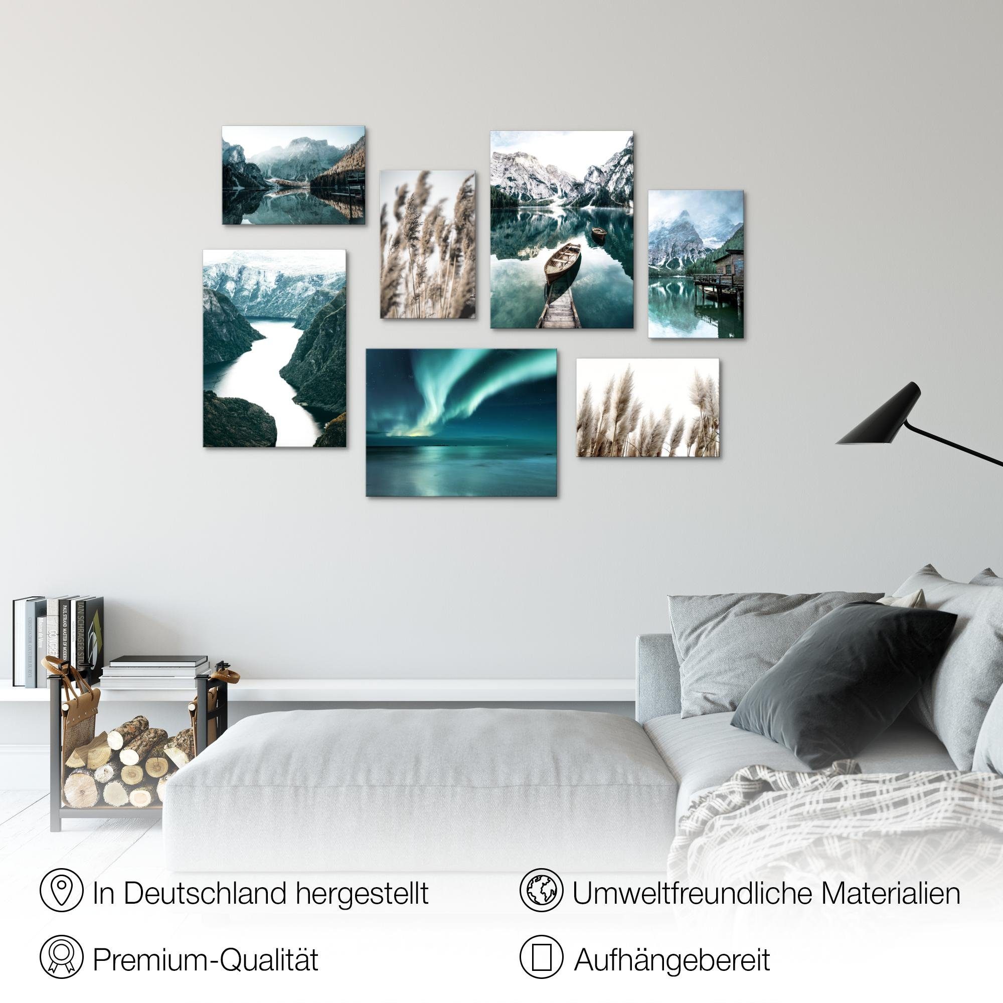 Novart Wandbild Wandbilder Set Landschaft Natur See Berge 100x70 cm, See