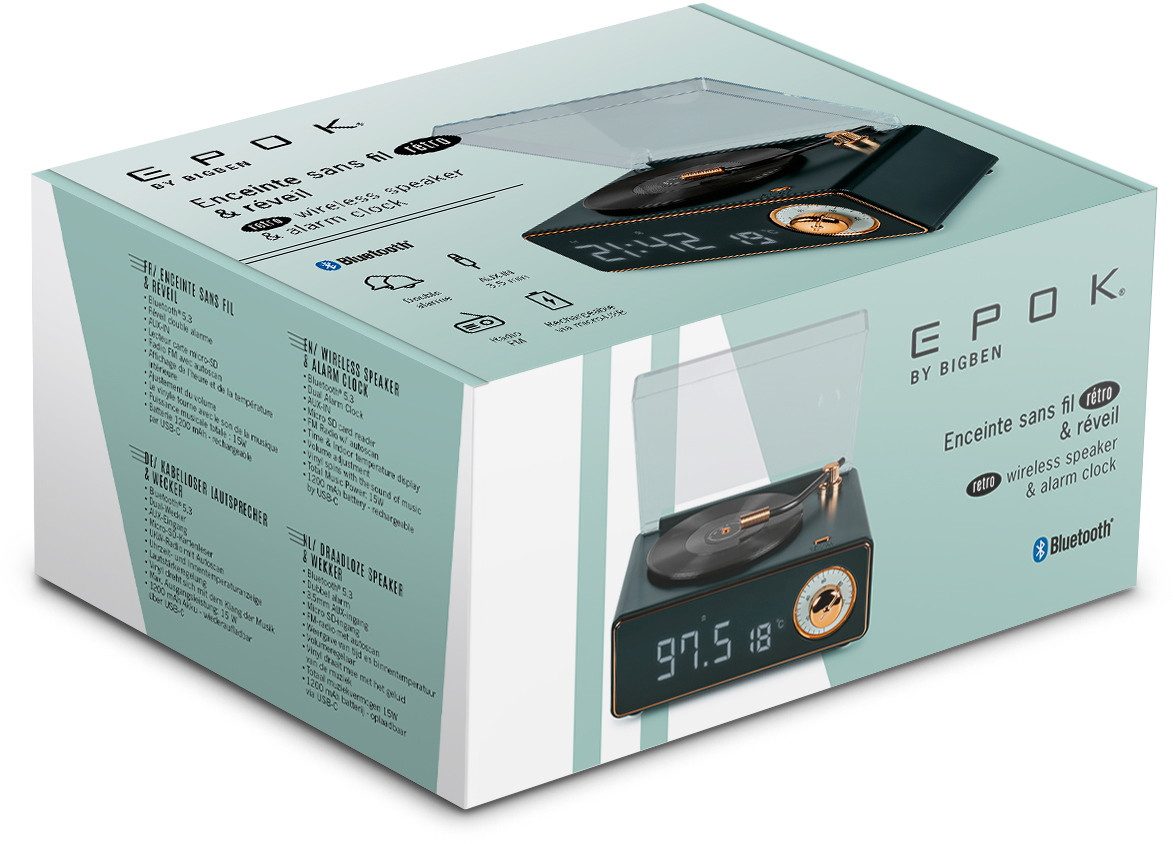 BigBen Bluetooth portabl. Lautsprecher EPOK Plattenspieler Look grün AU389371 Portable-Lautsprecher