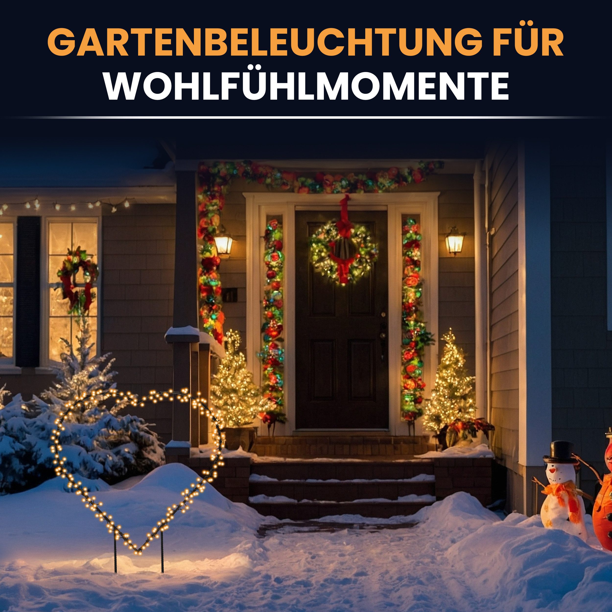 Gartenpirat LED Dekoobjekt Weihnachtsfigur Herz Weihnachtsbeleuchtung für außen mit Timerfunktion, Warmweiß