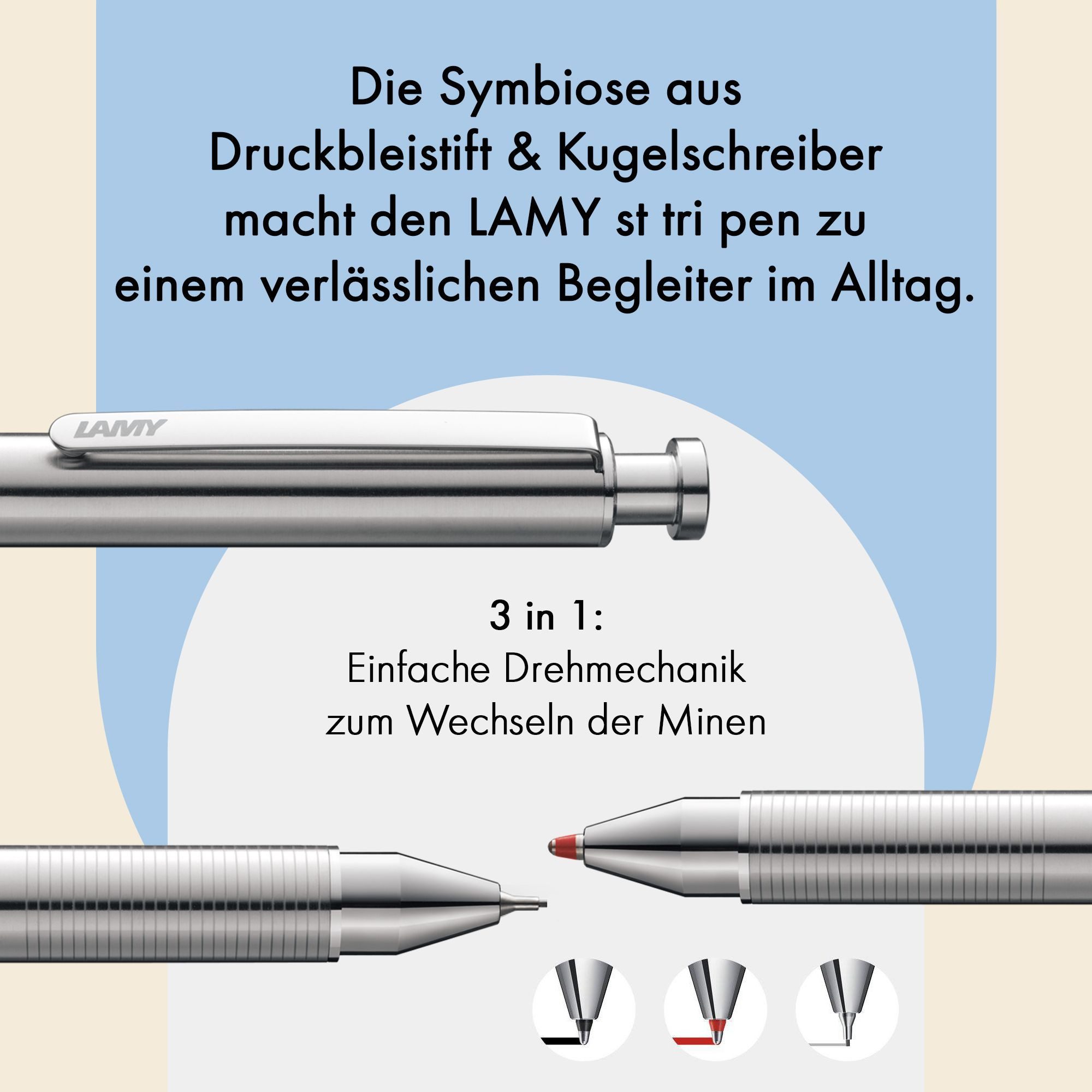 LAMY Kugelschreiber LAMY Edelstahl Druckbleistift und Kugelschreiber in Einem Mine M 21 sc