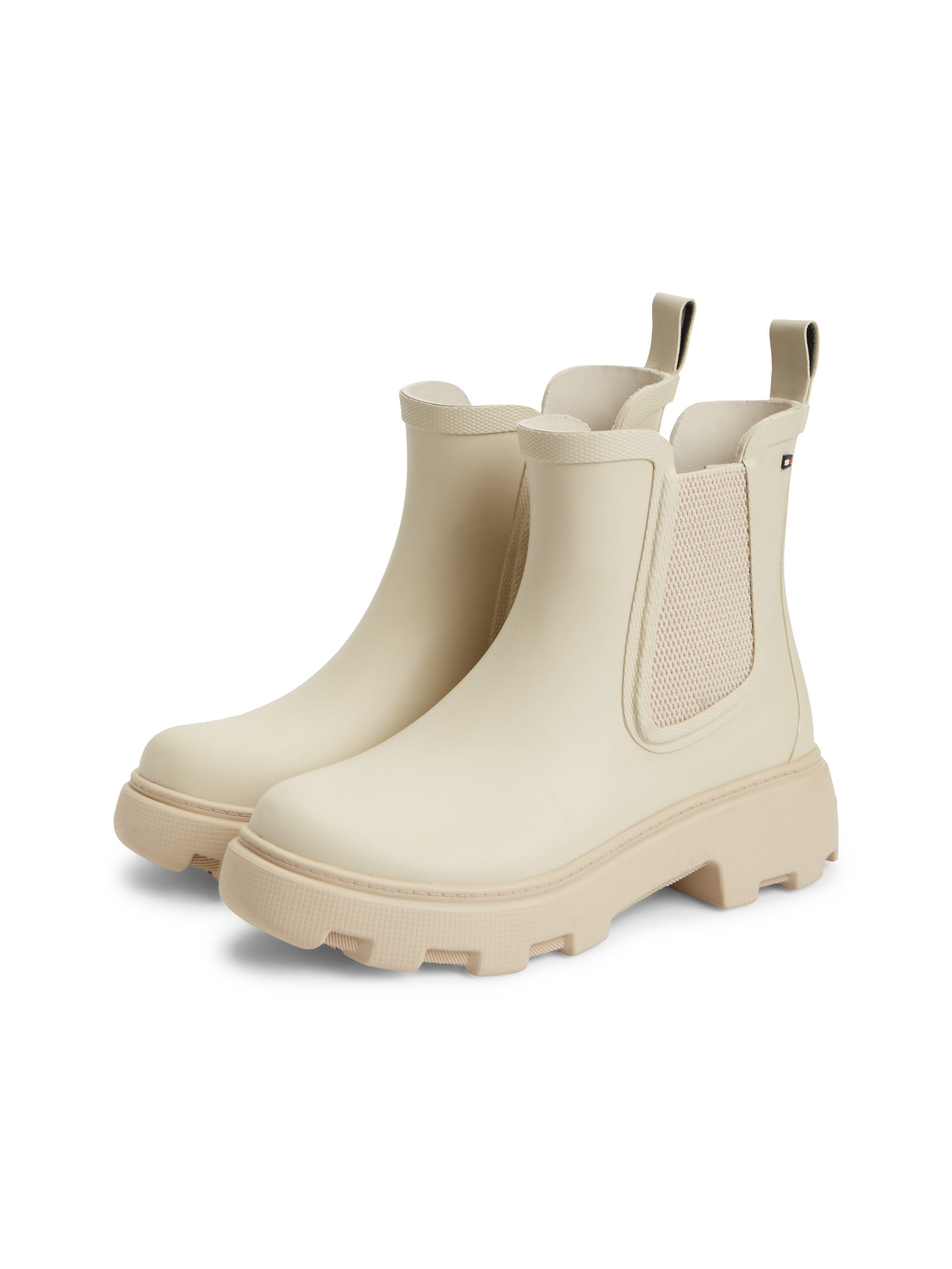 Tommy Hilfiger RUBBER FLAG CLEATED RAINBOOT Chelseaboots Stiefelette, Rainboots mit beidseitigem Stretcheinsatz