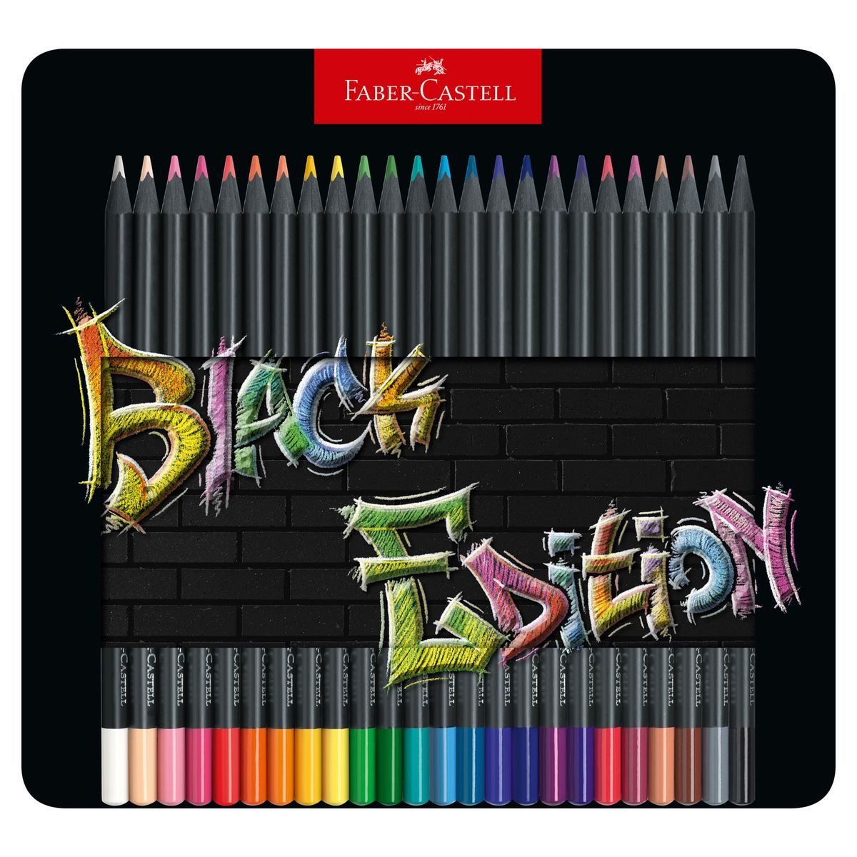 Faber-Castell Buntstift FABER-CASTELL Buntstifte Black Edition 24 Stück Metalletui