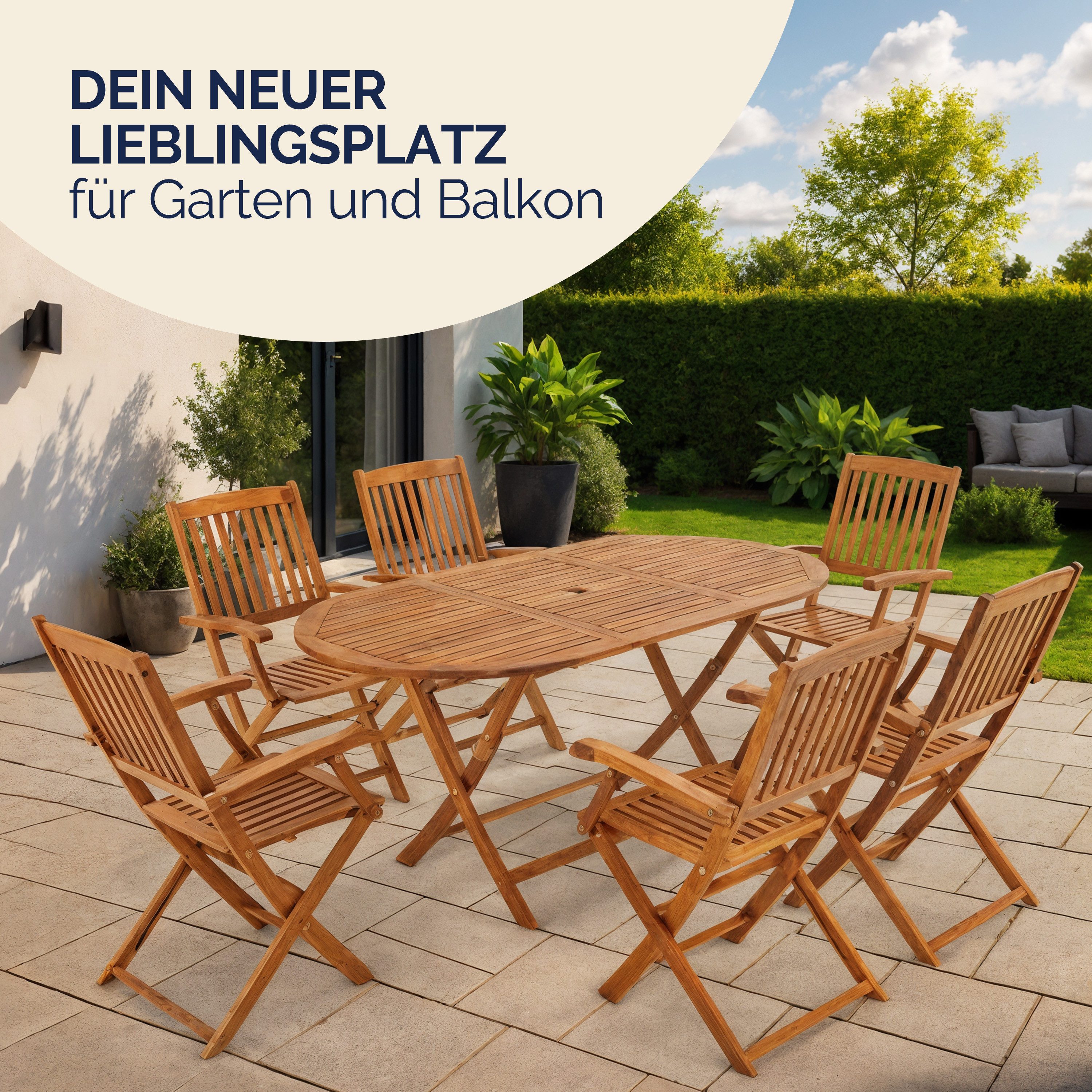 Casaria Sitzgruppe, Klappbar Witterungsbeständig Sitzgarnitur 7-TLG günstig online kaufen