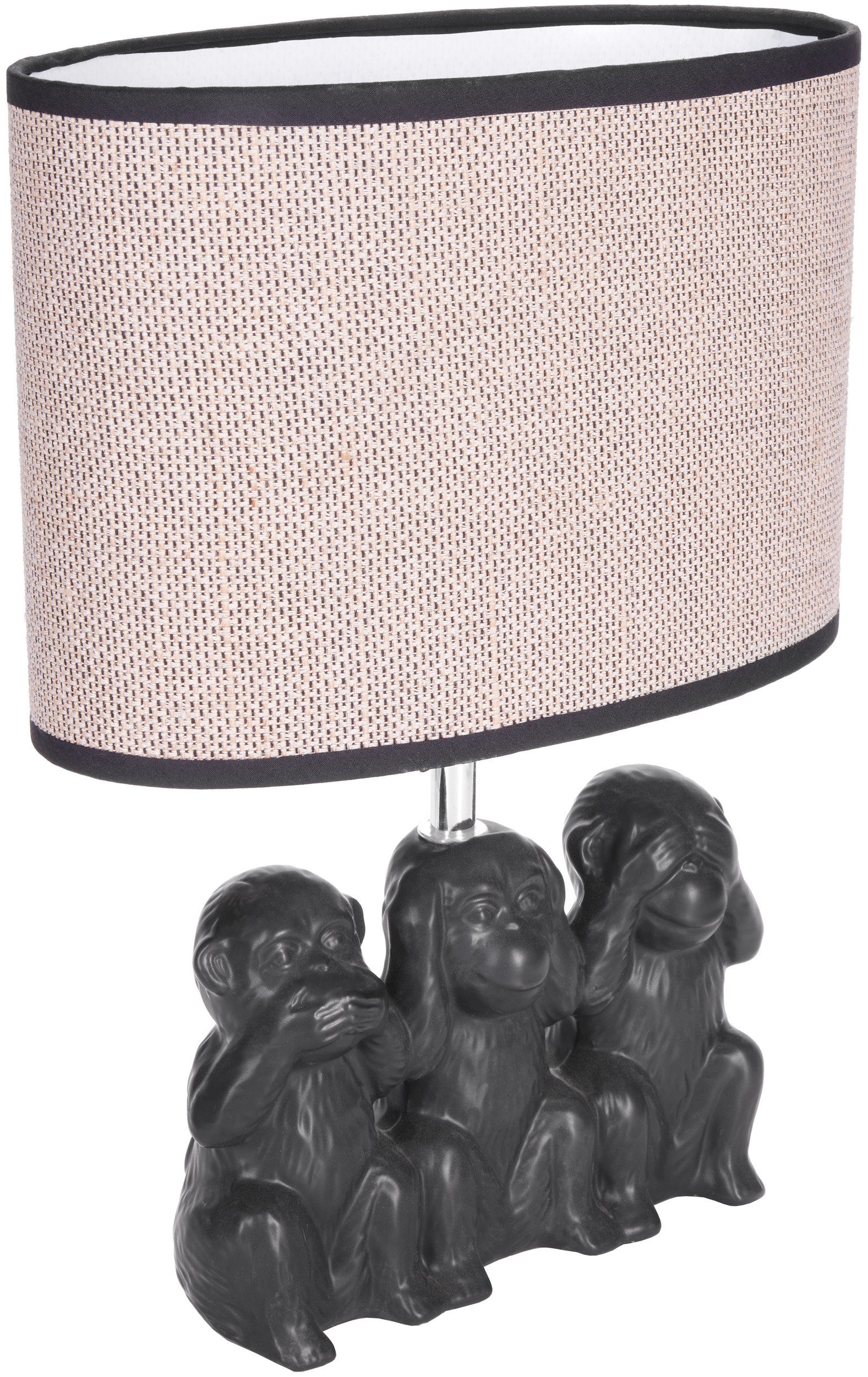 Affen BRUBAKER Motiv mit ohne Tischlampe, Tischleuchte cm Lampe Drei Keramikfuß, Höhe Smileys, 35,5 Leuchtmittel, Nachttischlampe