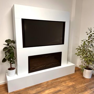 GLOW FIRE Elektrokamin Fernsehwand Wohnzimmer Inside 106, Wohnwand mit Kamin elektrisch, täuschend echte Flamme mit Heizleistung bis 1500W & Knisterfunktion