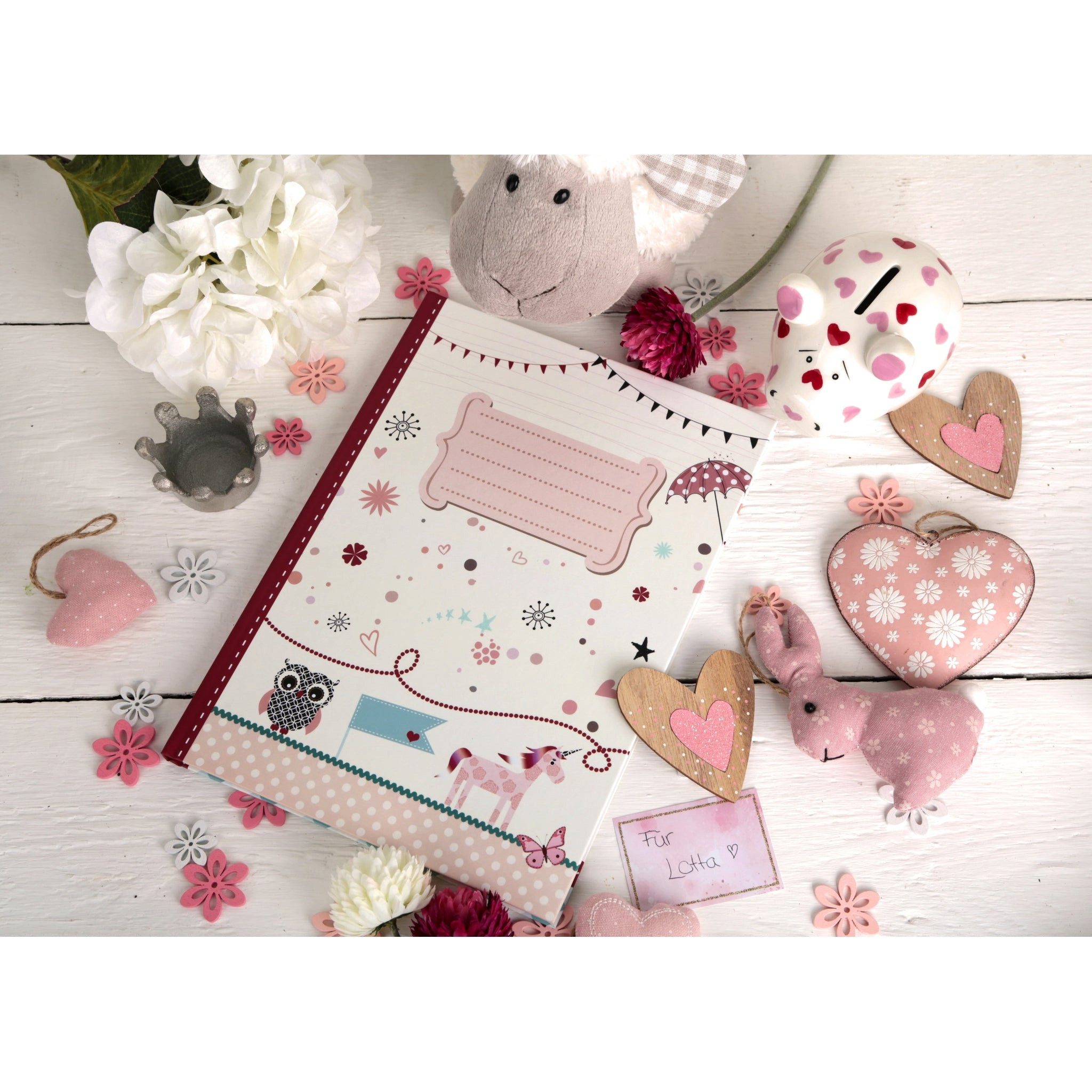 Logbuch-Verlag Dekofigur Süßes Sparschwein mit Herzen rosa pink weiß - aus günstig online kaufen