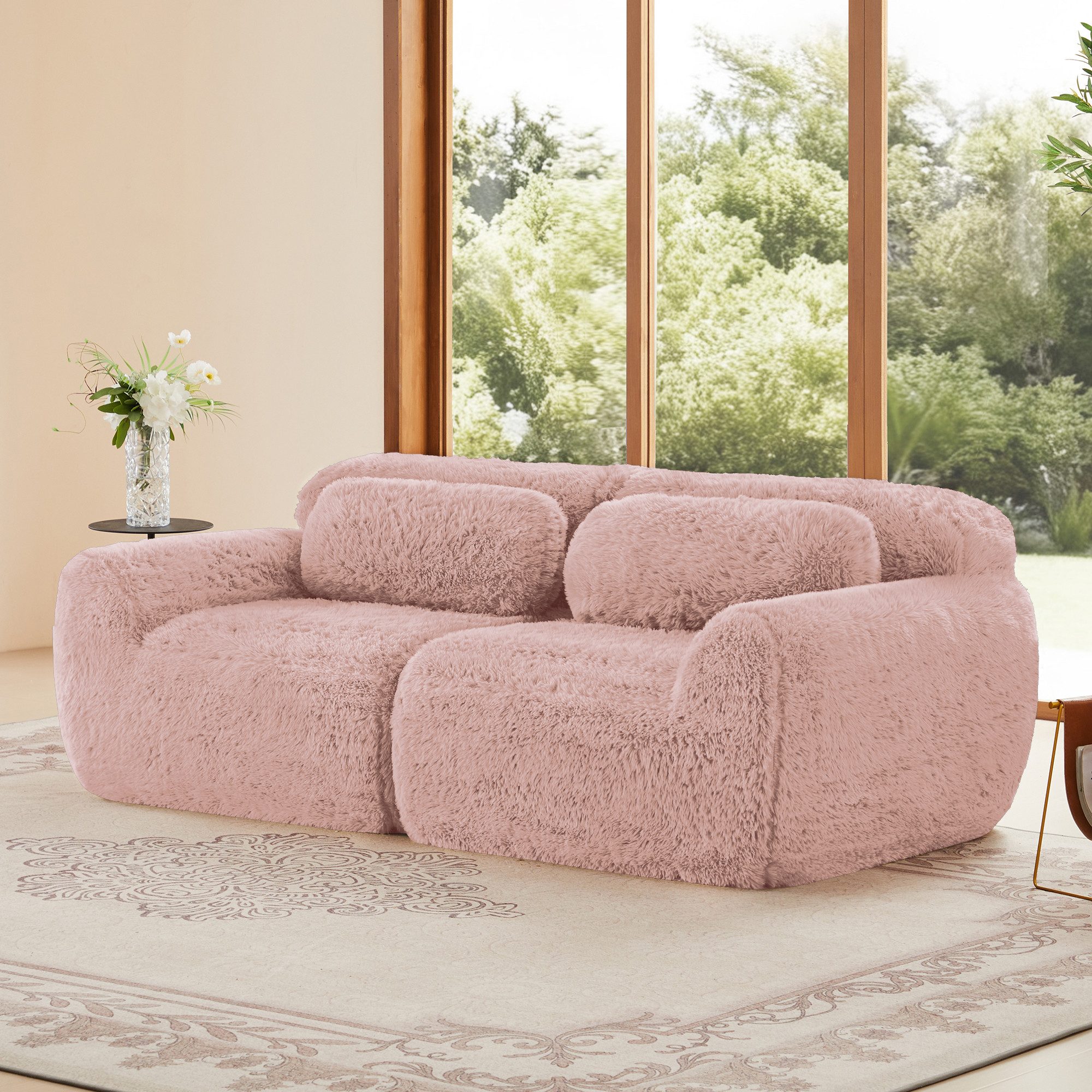 Leawin Sofa Modulares 2-Sitzer Sofa aus Plüsch, wolkenweich & flexibel, Rahmenloses Cloud Sofa mit Kissen, ohne Montage, rutschfest