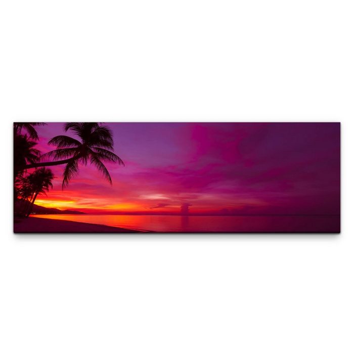 möbel-direkt.de Leinwandbild Bilder XXL Sonnenaufgang unter Palmen Wandbild auf Leinwand