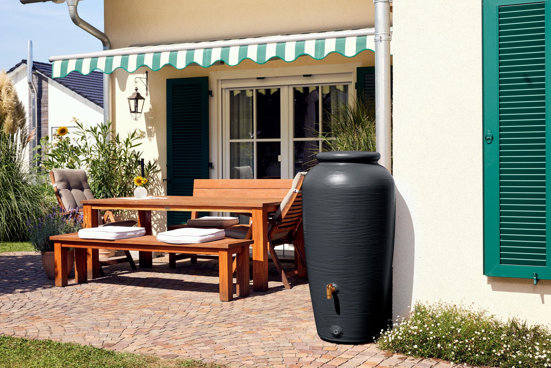 4rain Regentonne AMPHORA Regenamphore 220 Liter graphite grey